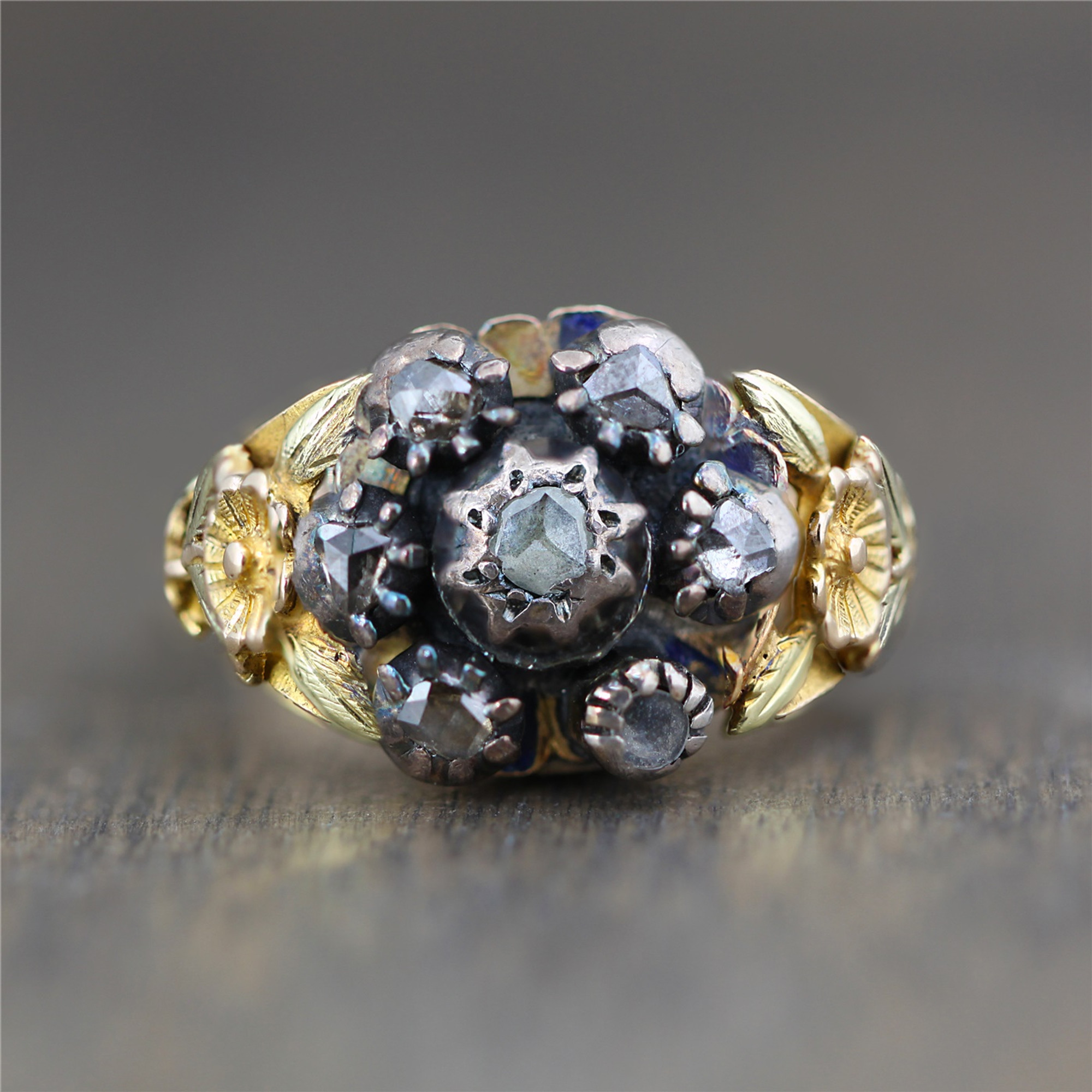 Vintage Victorian 14k Yellow Gold, Rose Cut Diamond Ring