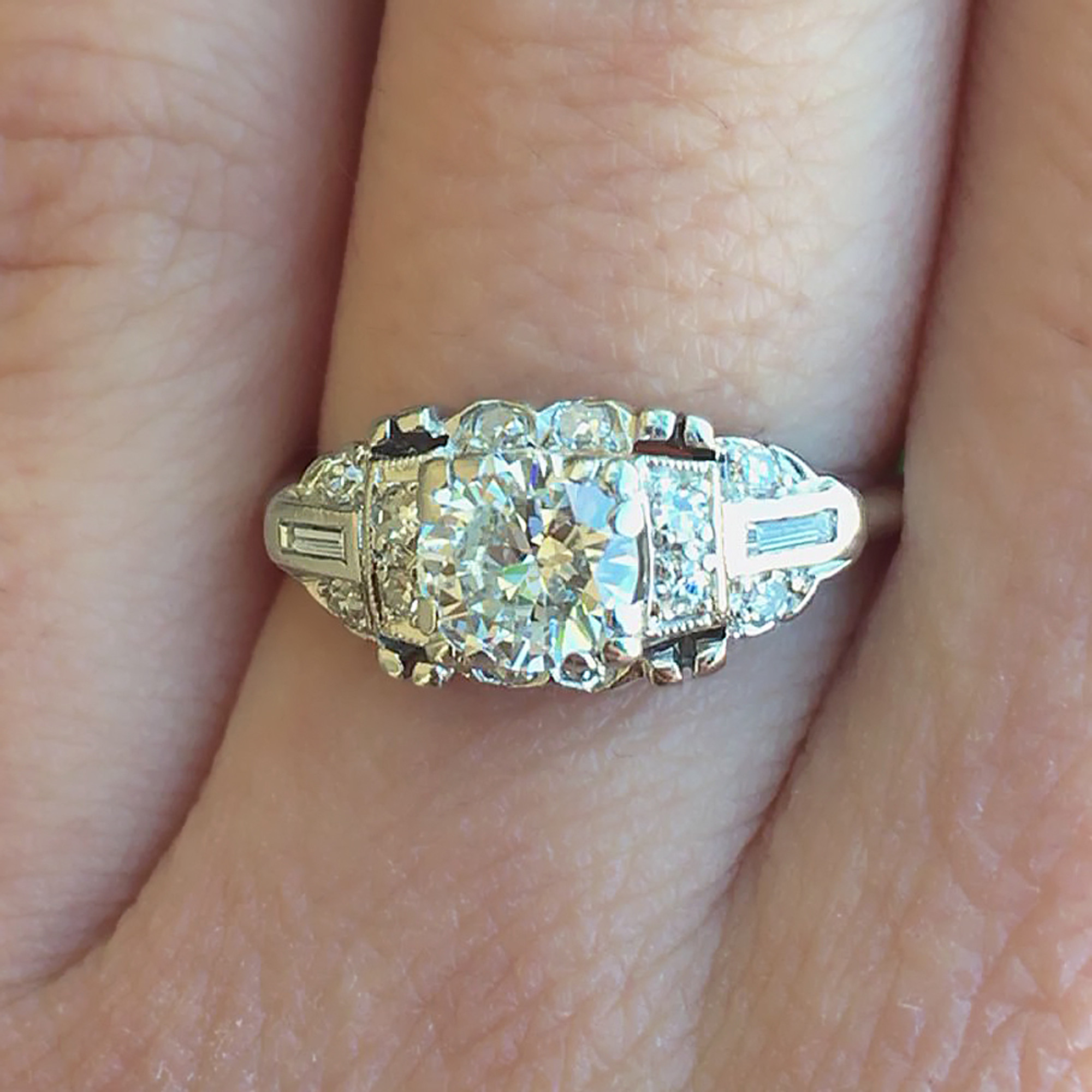1930's Platinum Old European Cut Engagement Ring