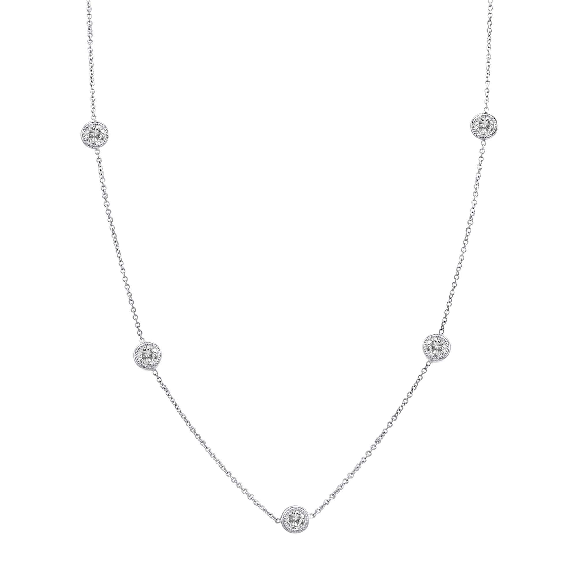 14 White Gold (5) Diamonds by The Yard Necklace