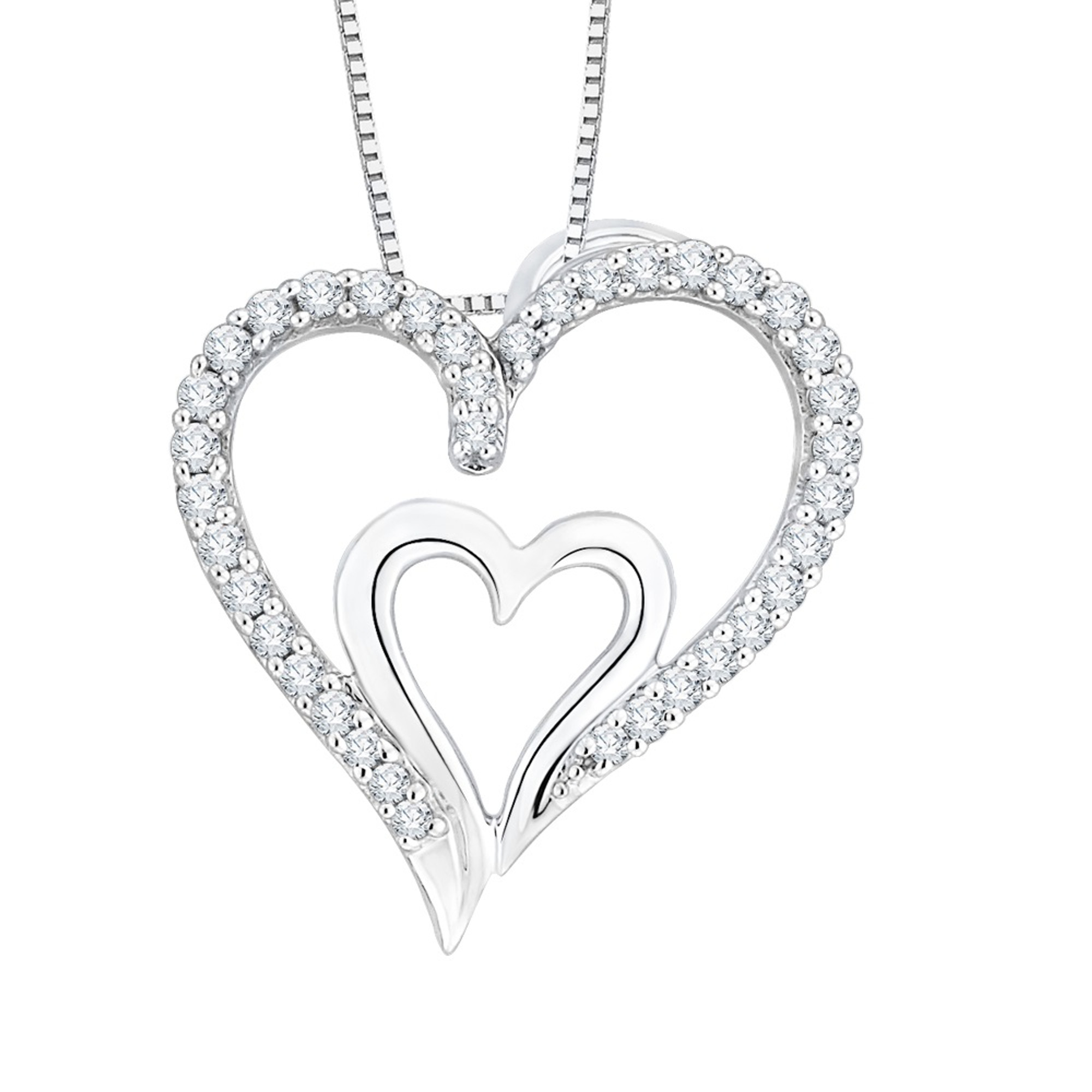 White Gold & Diamond, Double-Heart Necklace – Forever Today by Jilco