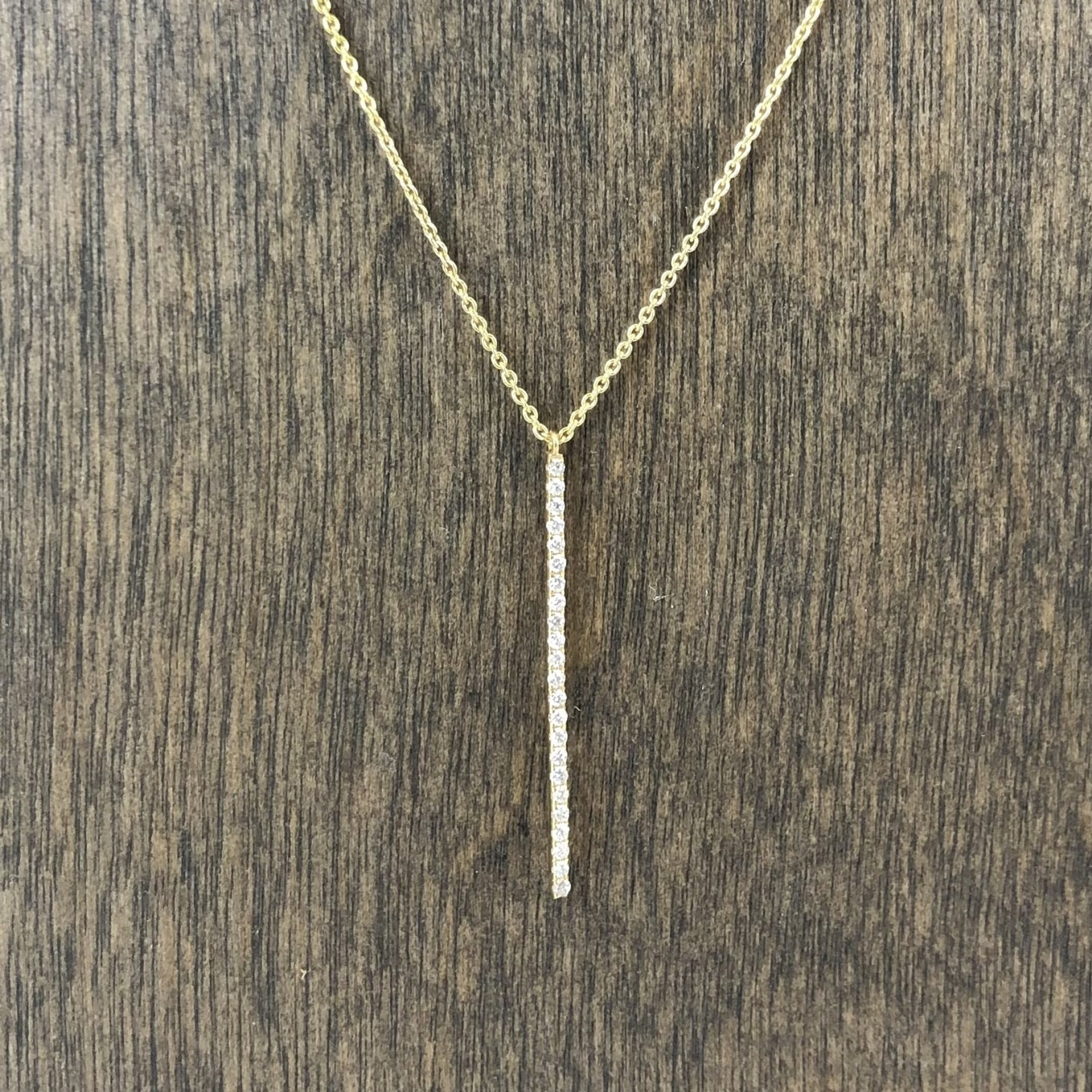 14k Yellow Gold Diamond Line Necklace