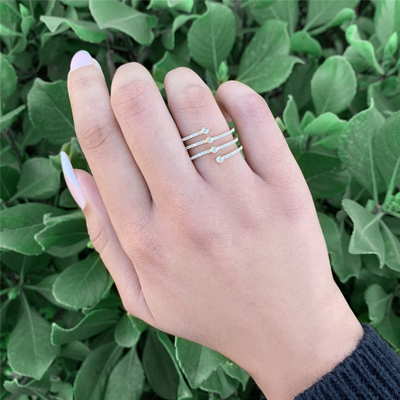 14k Yellow Gold & .37ctw Four Row Diamond Ring