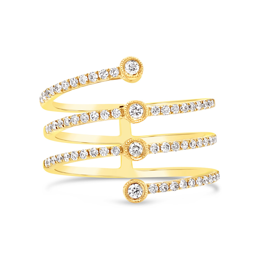 14k Yellow Gold & .37ctw Four Row Diamond Ring