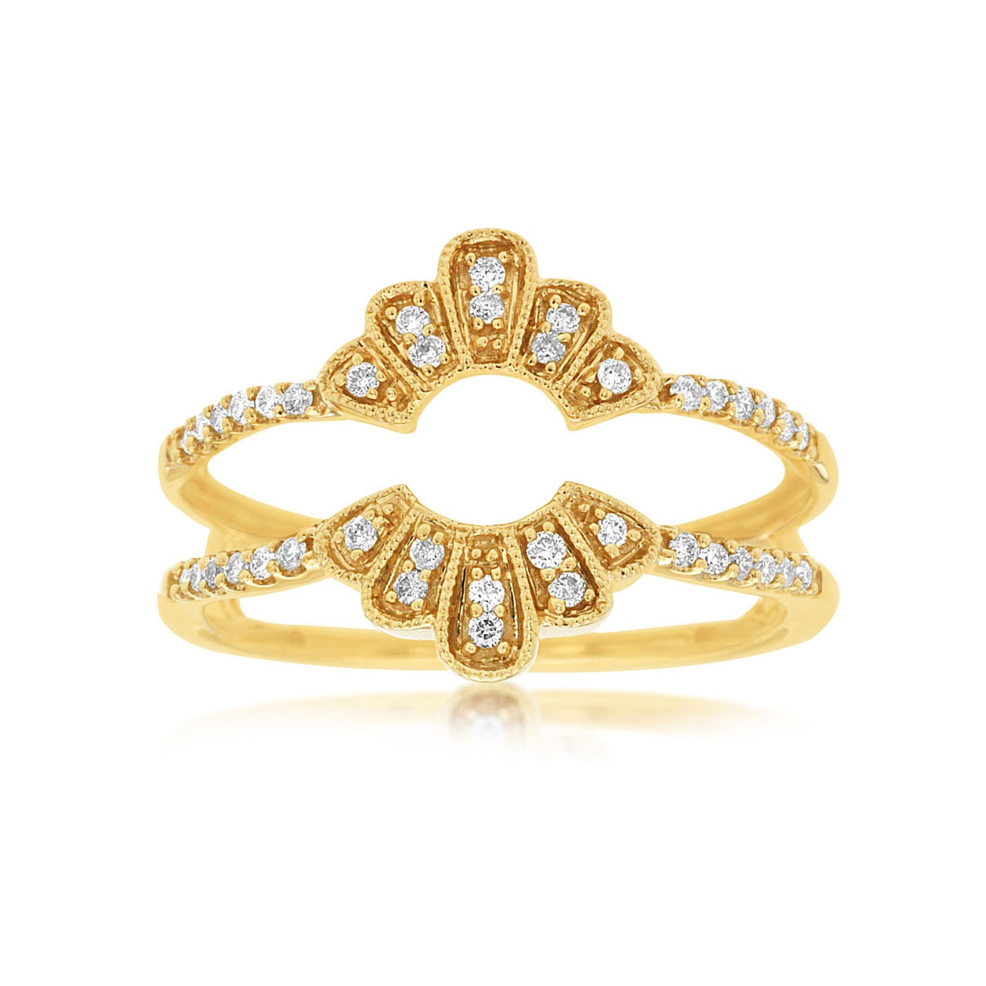 14k Yellow Gold, Milgrain Detailing & Diamond Ring Wrap 