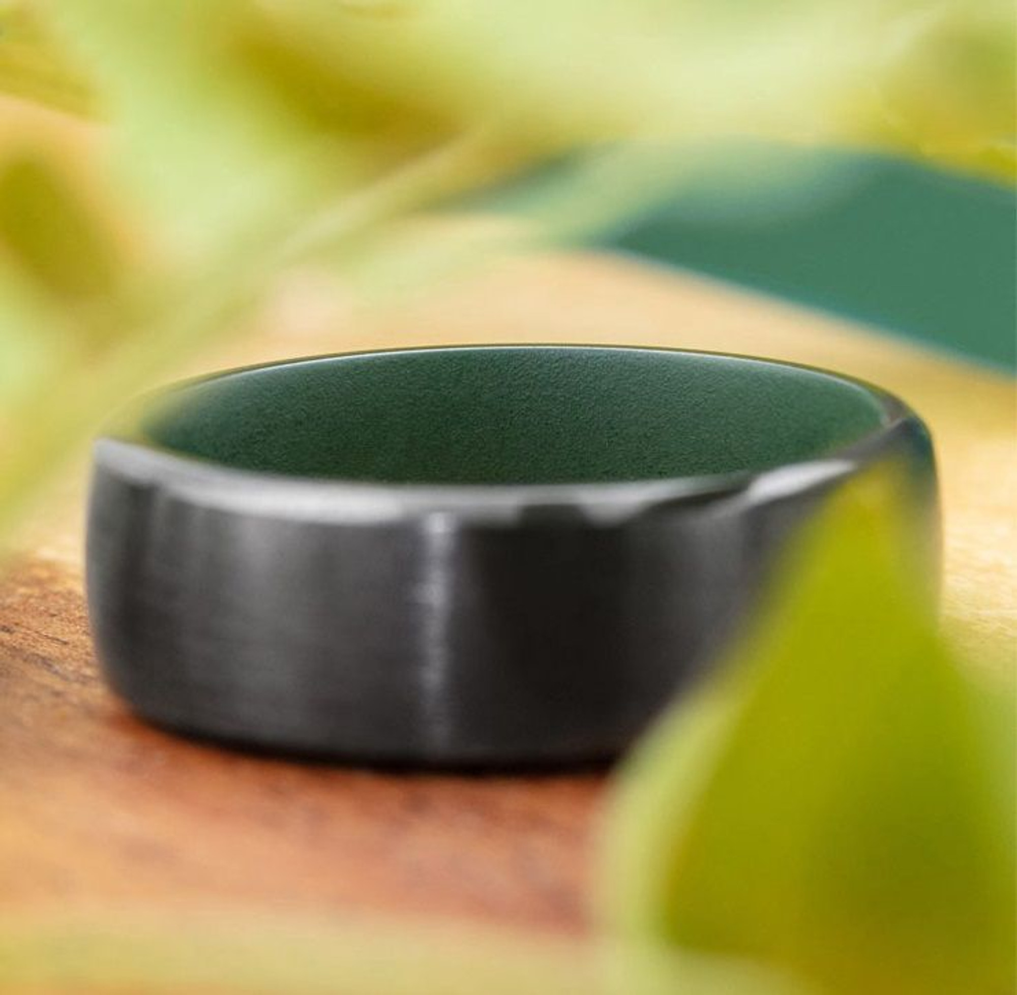 Zirconium Domed Bevel Band with Eastern Green Sleeve