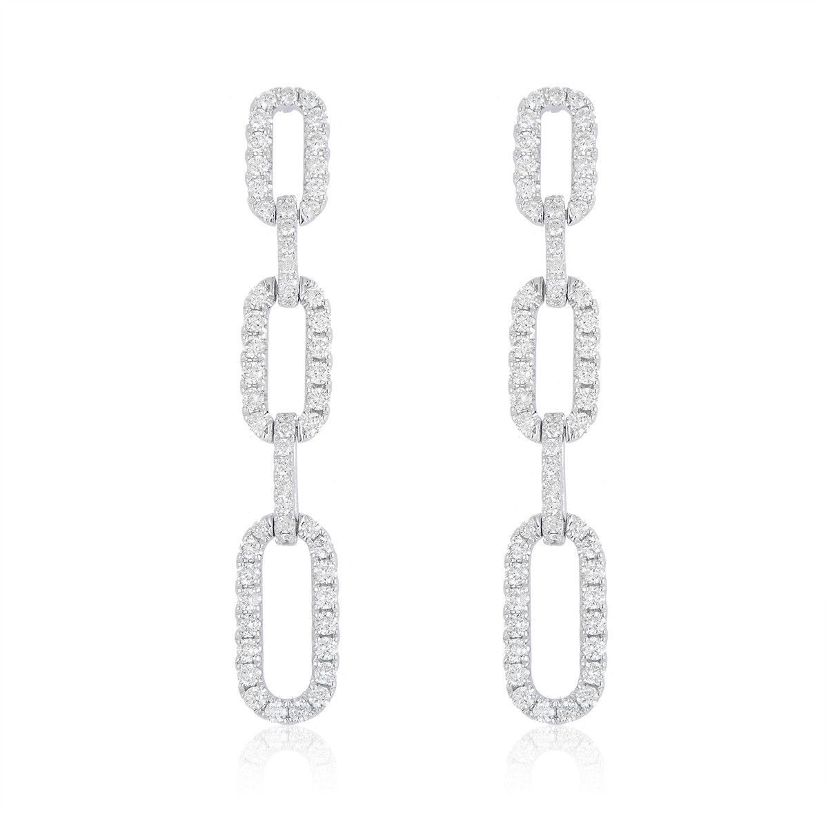 White Gold & Diamond Paperclip Earrings