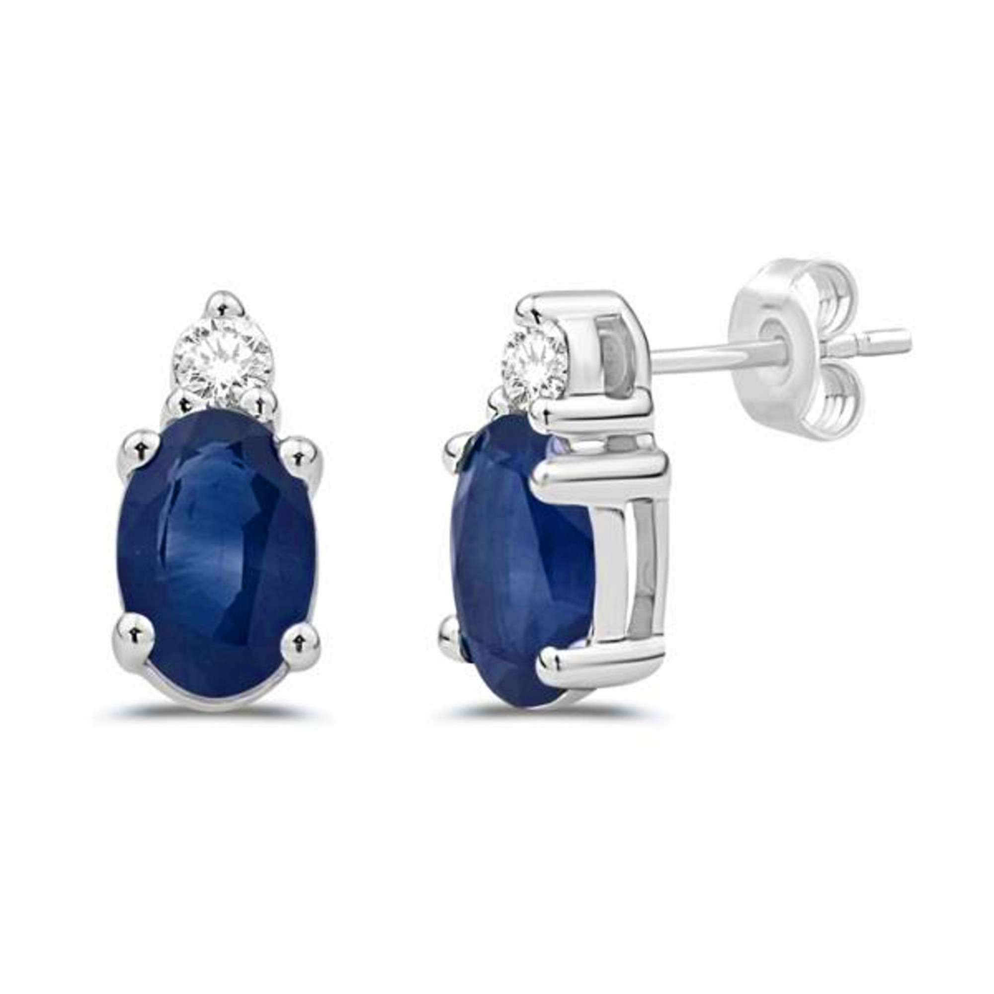 Oval Sapphire & Diamond Earrings