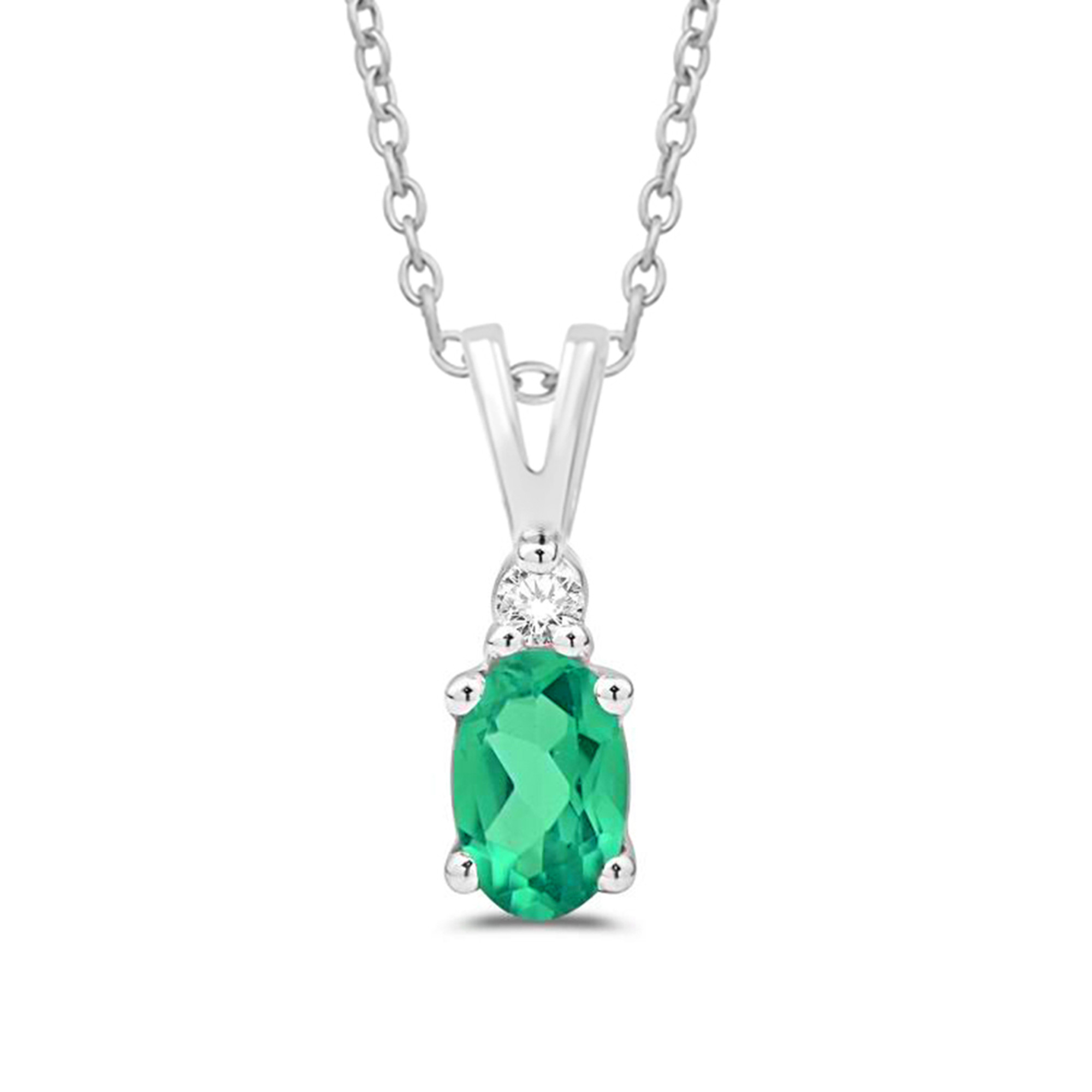 Oval Emerald & Diamond Necklace