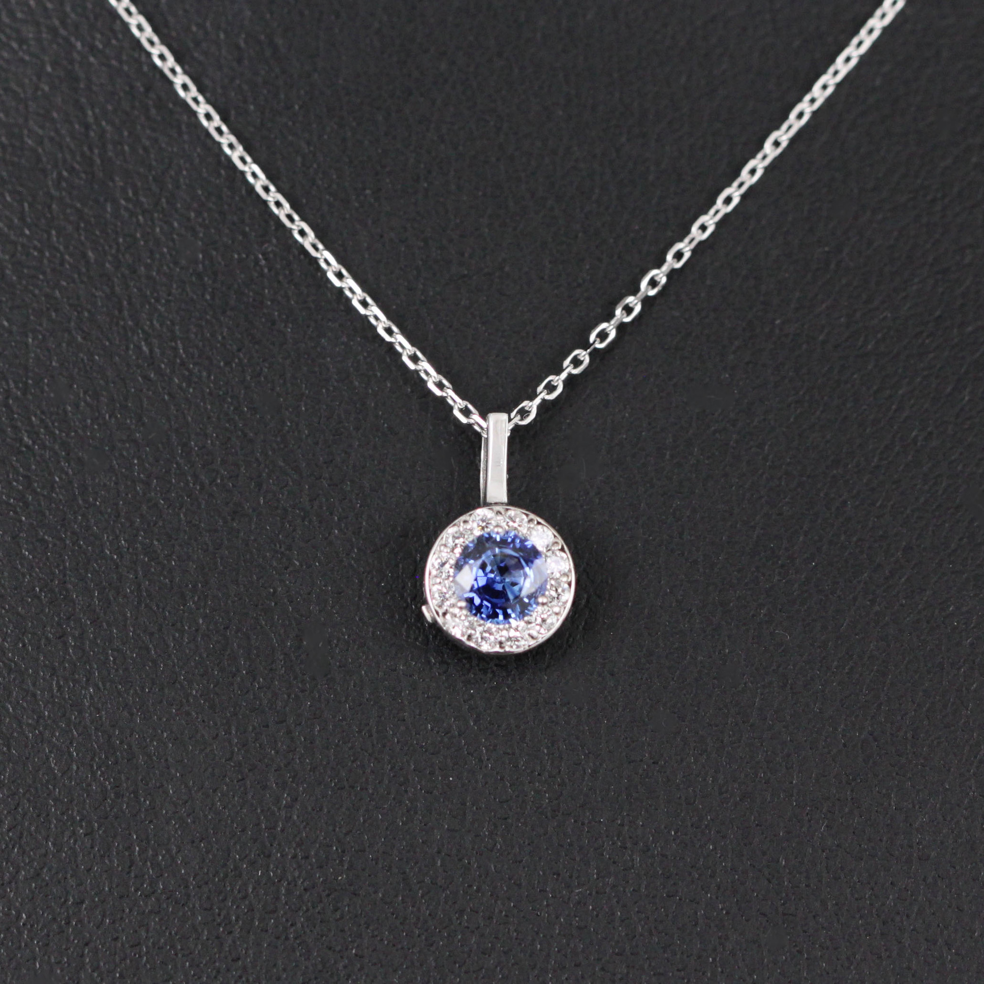 Sapphire & Diamond Halo Necklace