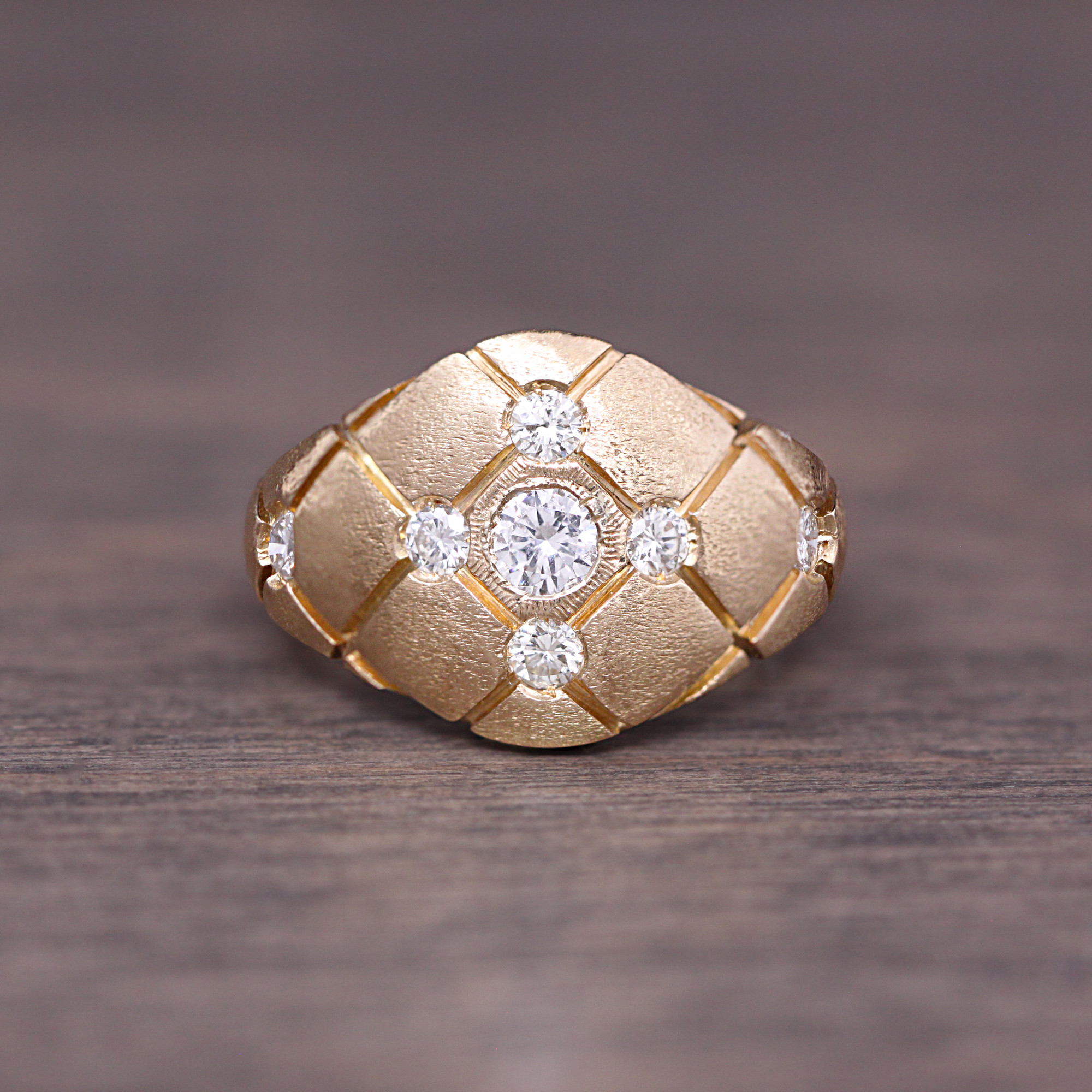 1970-1980s Vintage Quilted Diamond Ring