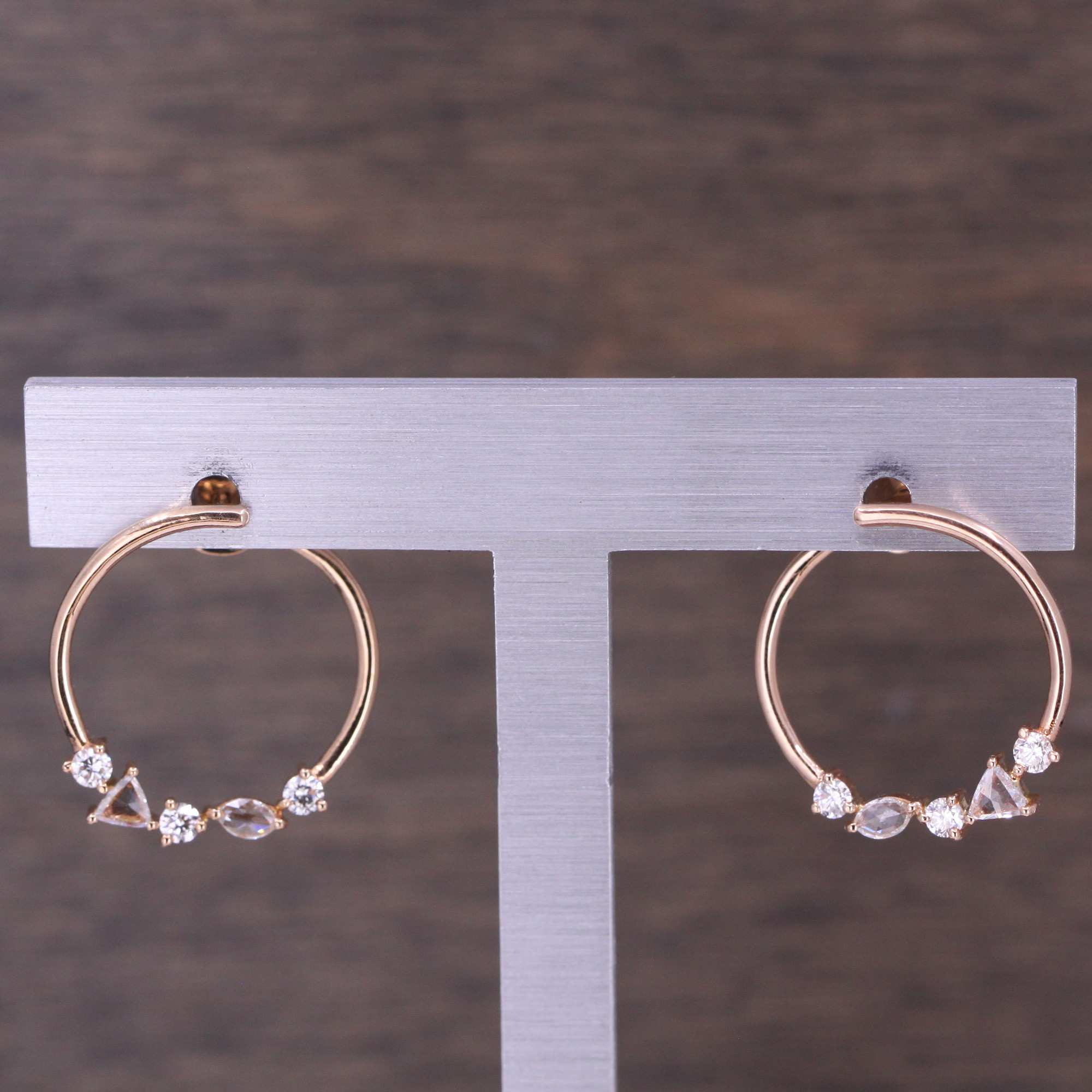Side Hoop Rose Cut Diamond Earrings