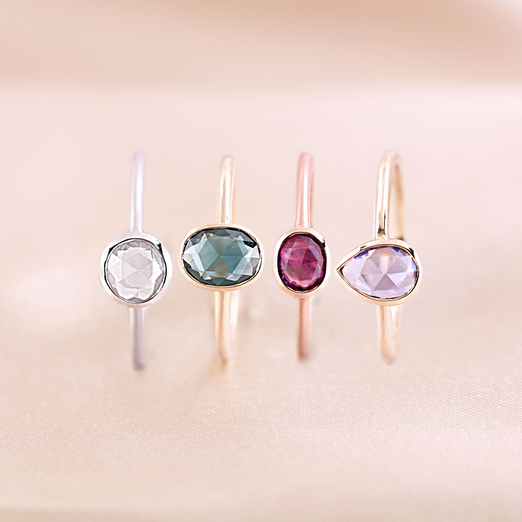Rose Cut Sapphire Solitaires
