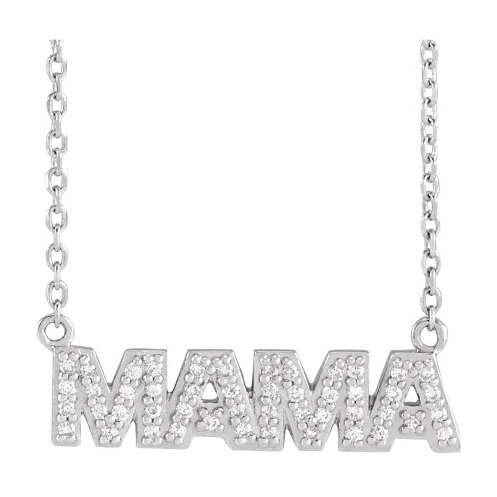 Diamond Mama Necklace 1/6 ct tw Round-Cut 10K White Gold 18