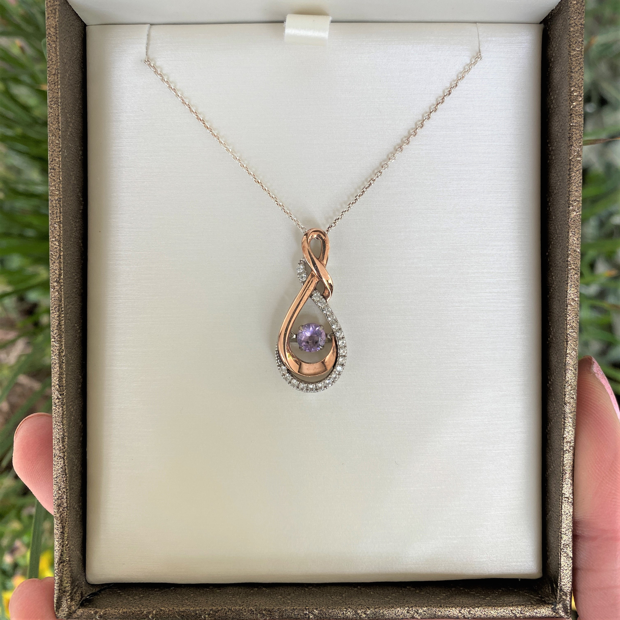 Disney Ariel Inspired White Diamond and Amethyst Necklace Pendant in Black  Rhodium Over Sterling Silver and 10K Rose Gold 1/10 CTTW | Enchanted Disney  Fine Jewelry