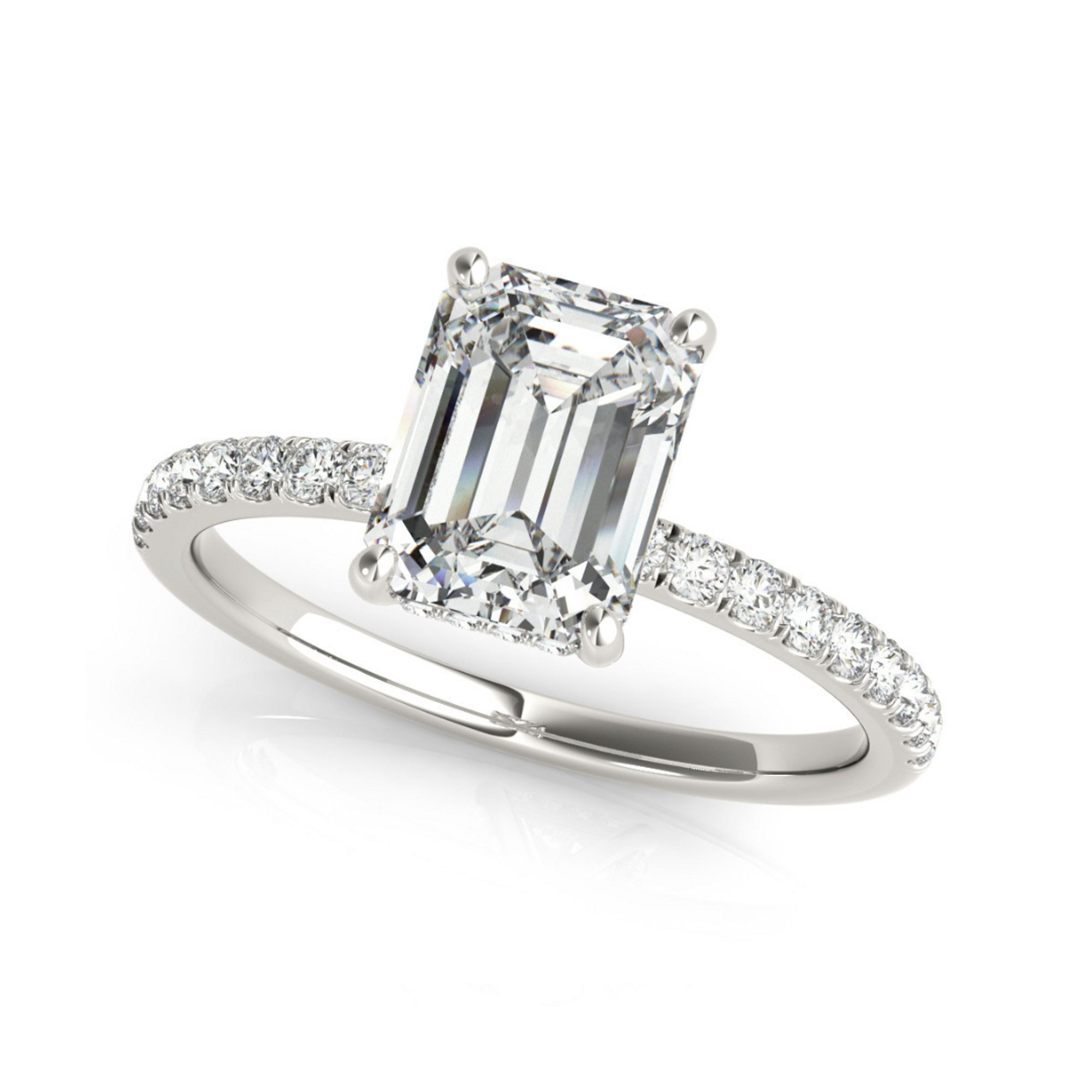 Hidden Halo Emerald Engagement Ring