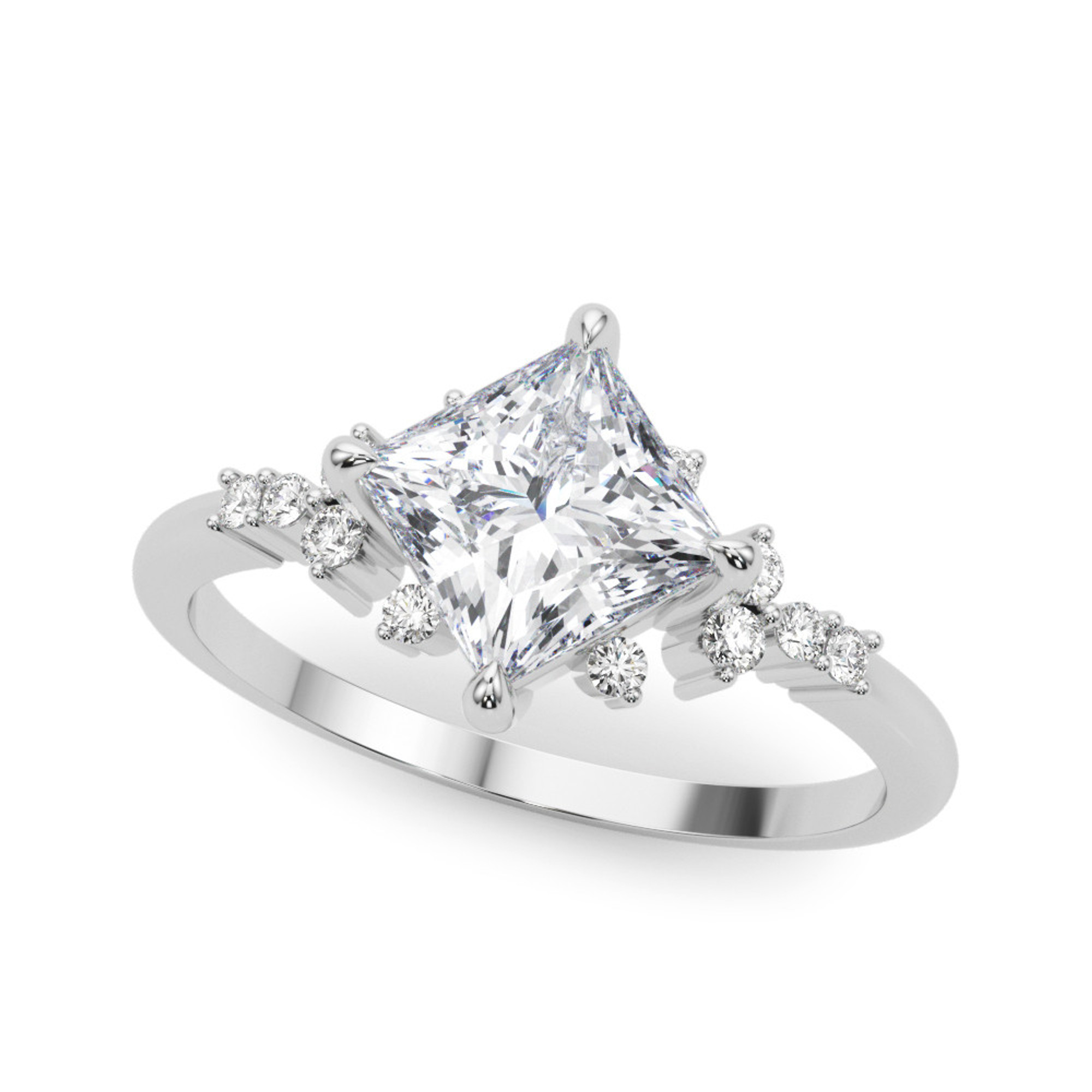 Princess Cut East-West Diamond Engagement Ring