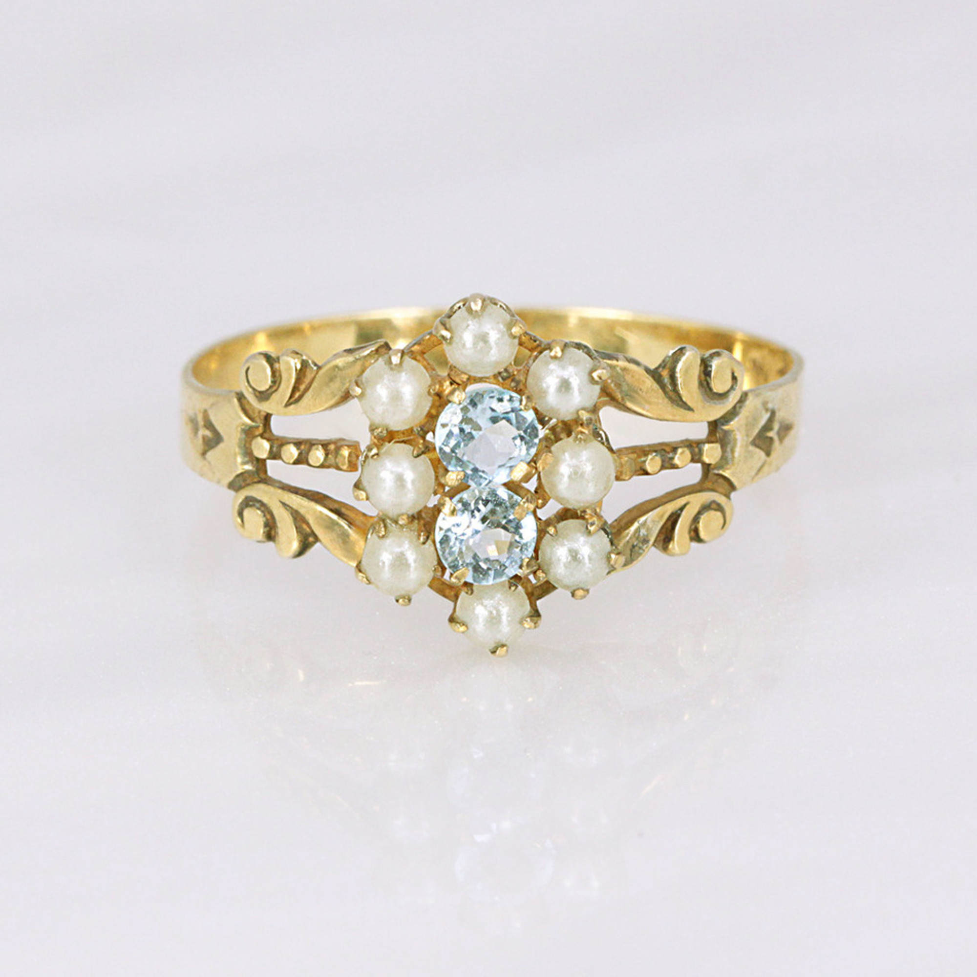 Antique Aquamarine & Pearl Ring