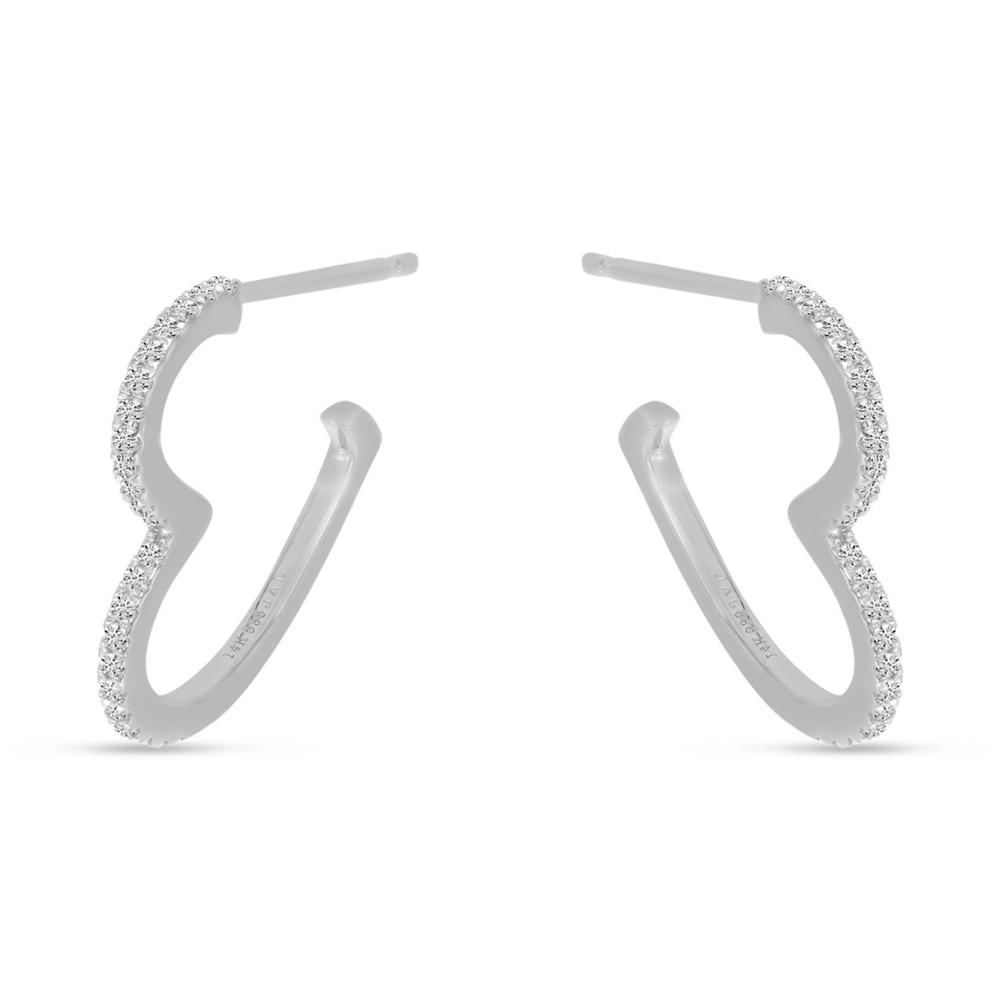 Gold Diamond Open Heart Hoop Earrings by Brevani