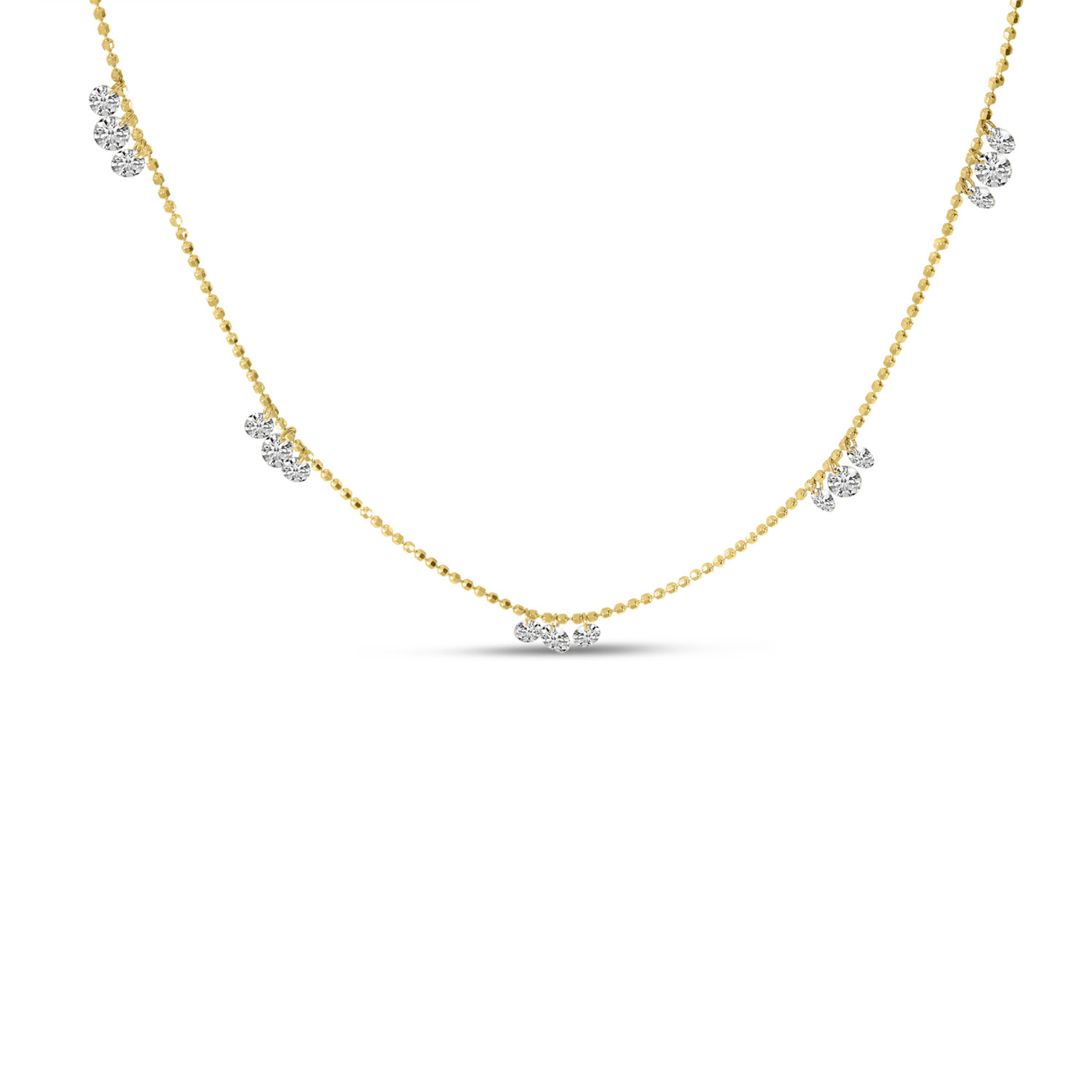 14k Yellow Gold & .90ctw Diamond Five Station Necklace by Brevani