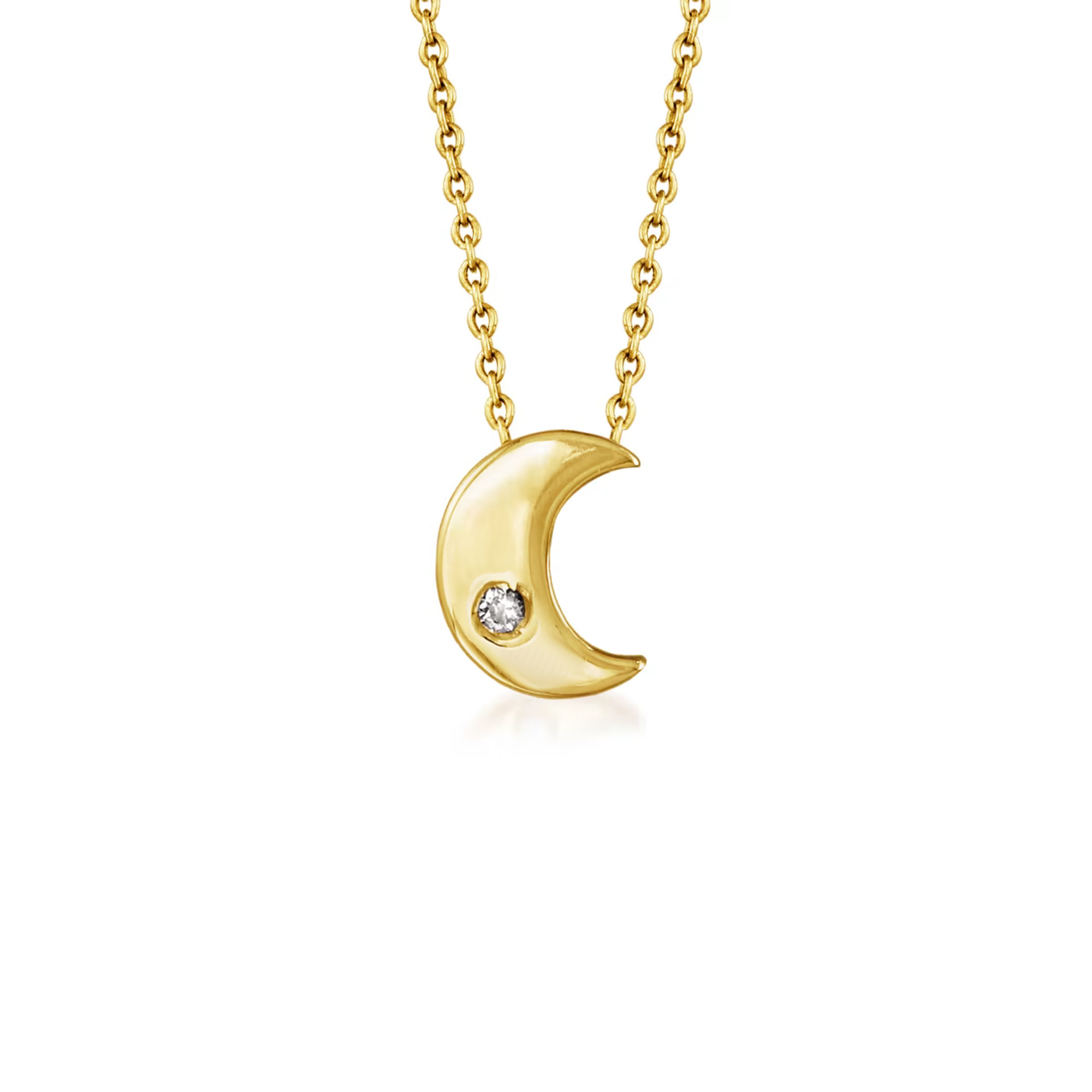 Yellow Gold Diamond Moon Necklace