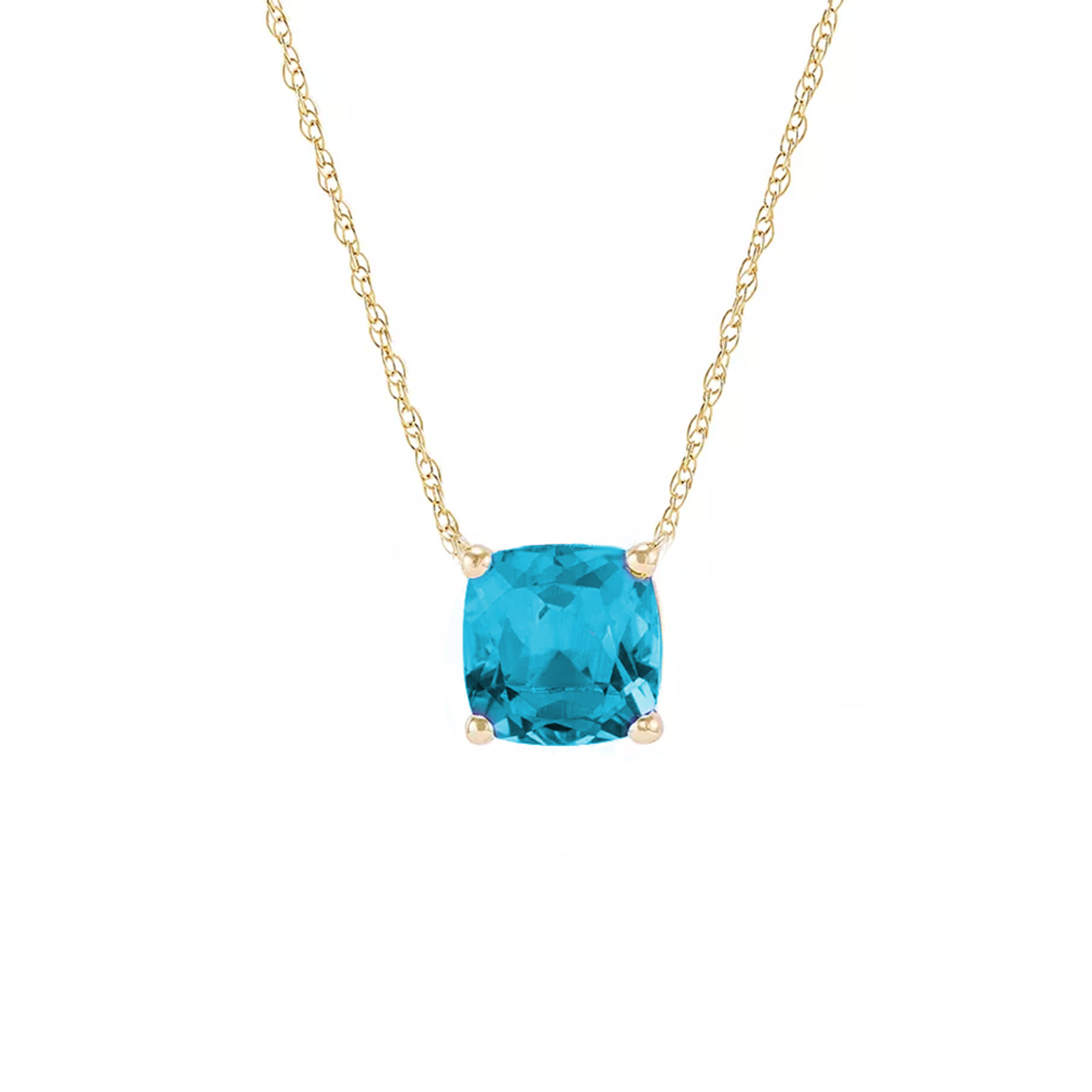 10k Gold Cushion Gemstone Necklace