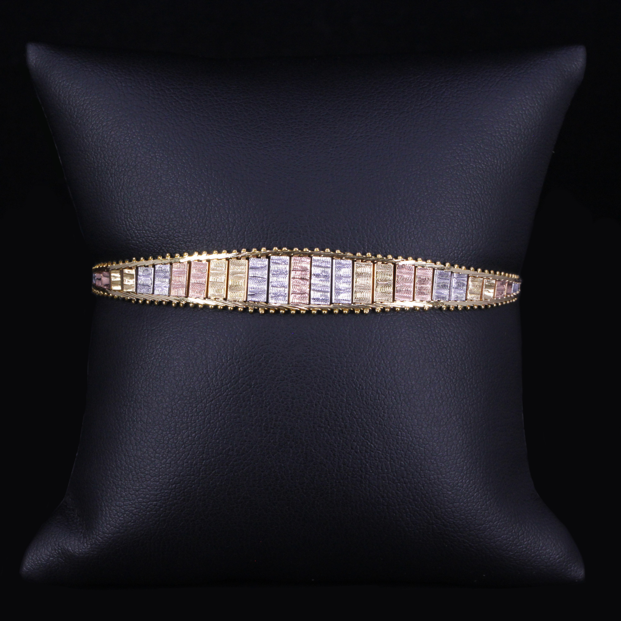 Vintage 14K Tri-Color Gold Tapered Bracelet