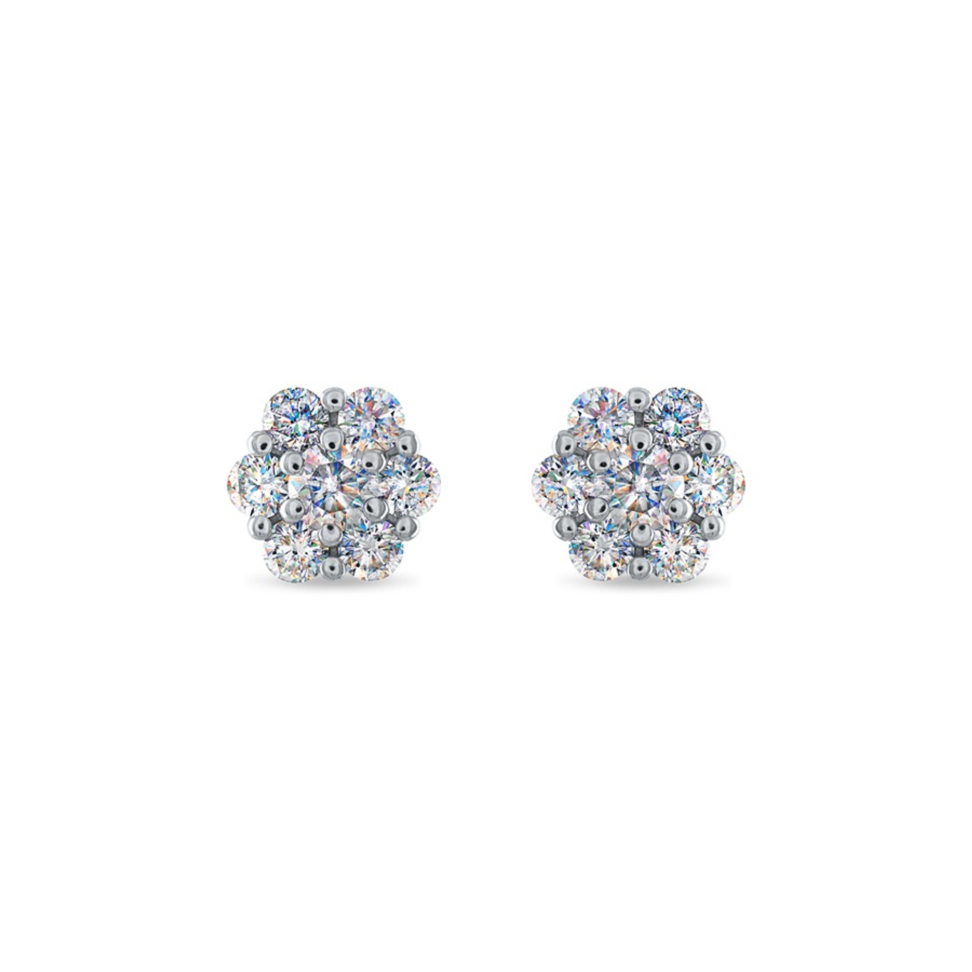 Facets of Fire Flower Cluster Diamond Stud Earrings - .75ctw