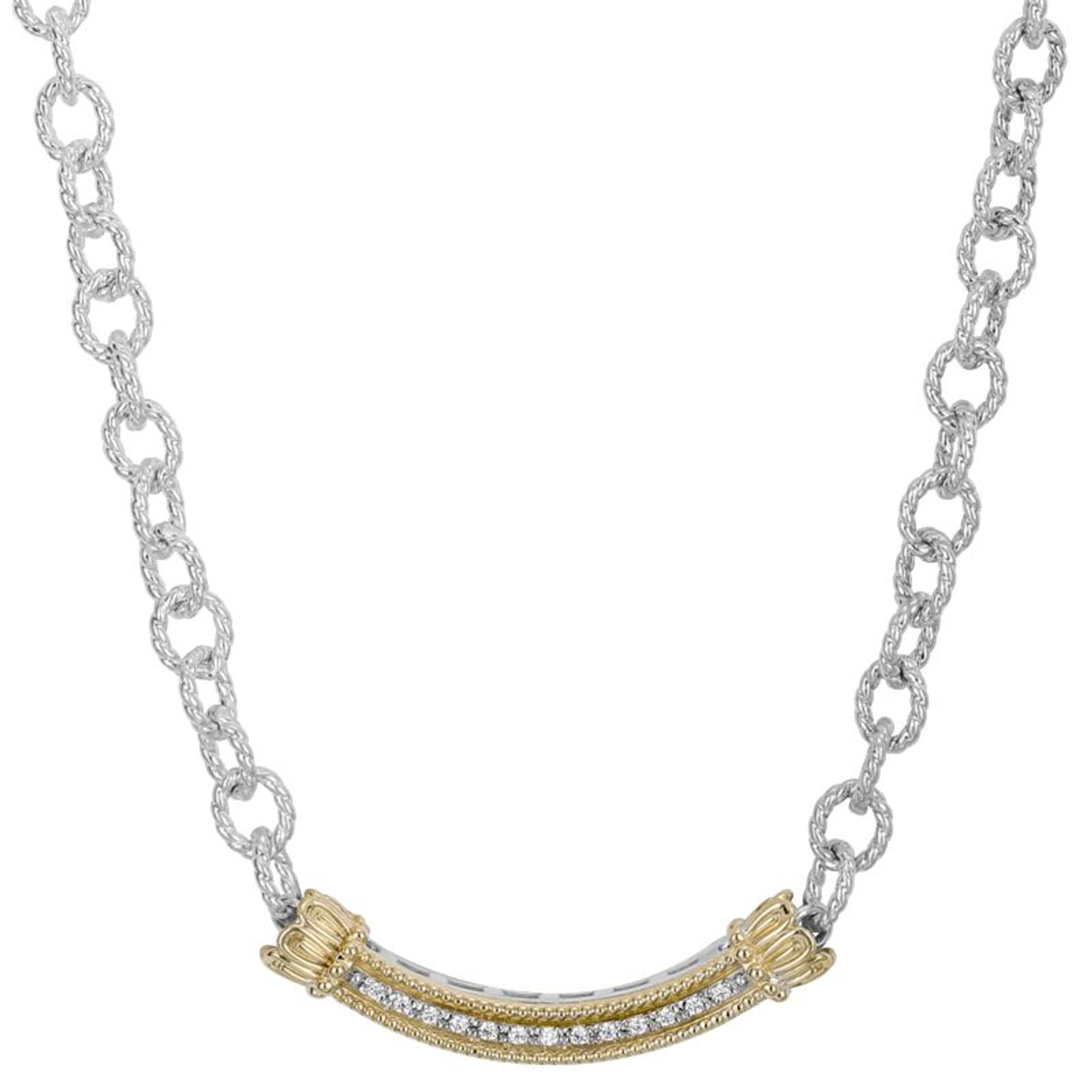Vahan Sterling Silver & 14K Gold Diamond Line Necklace