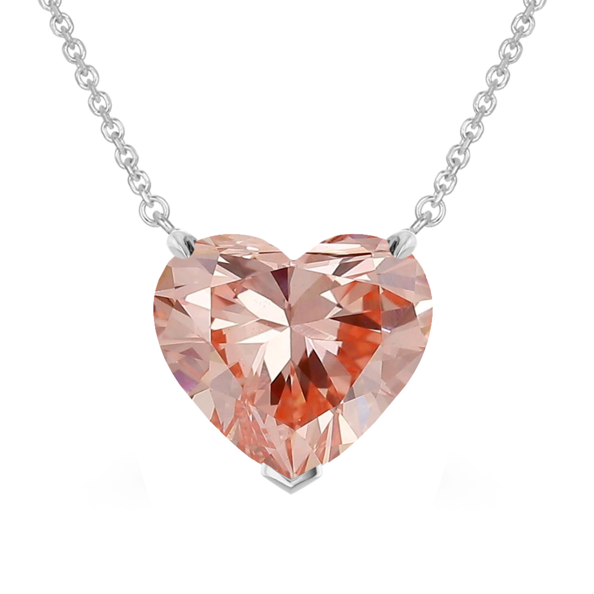 1ct Heart Shaped Pink Diamond Necklace