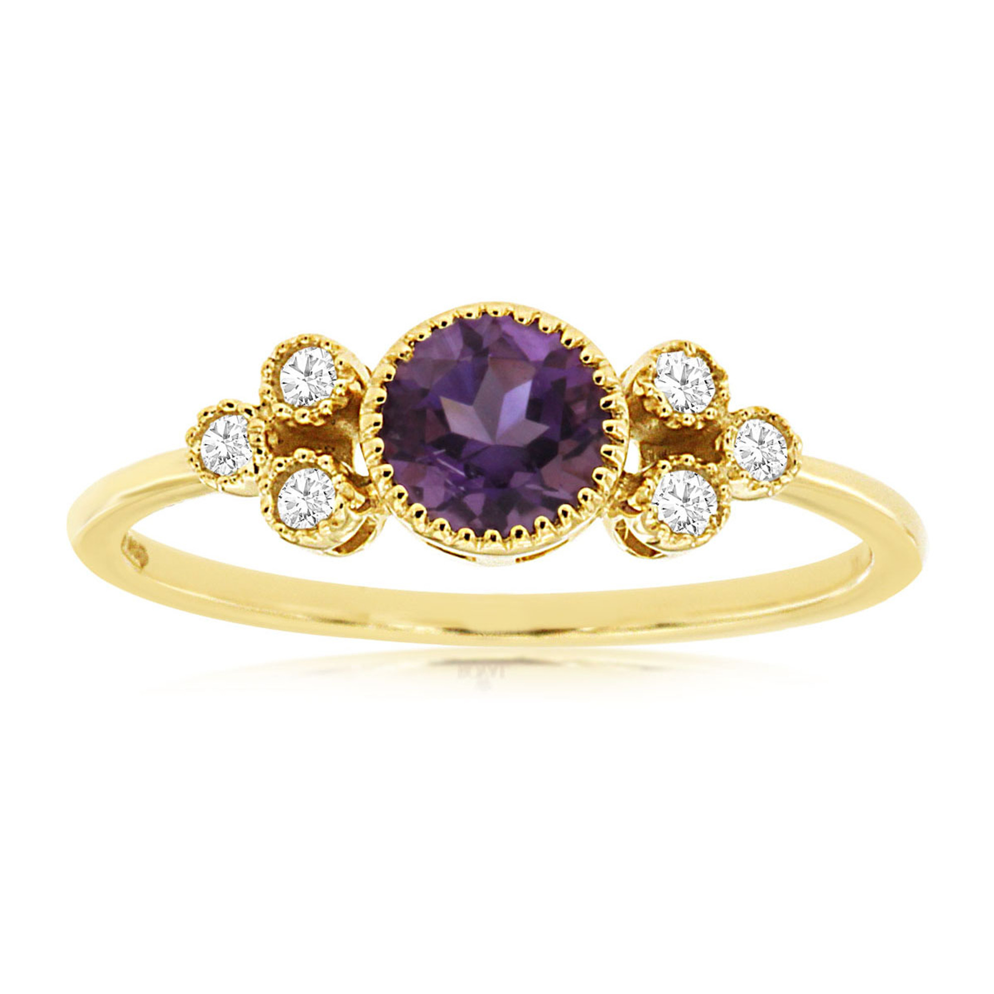 14k Gold Gemstone & Diamond Ring