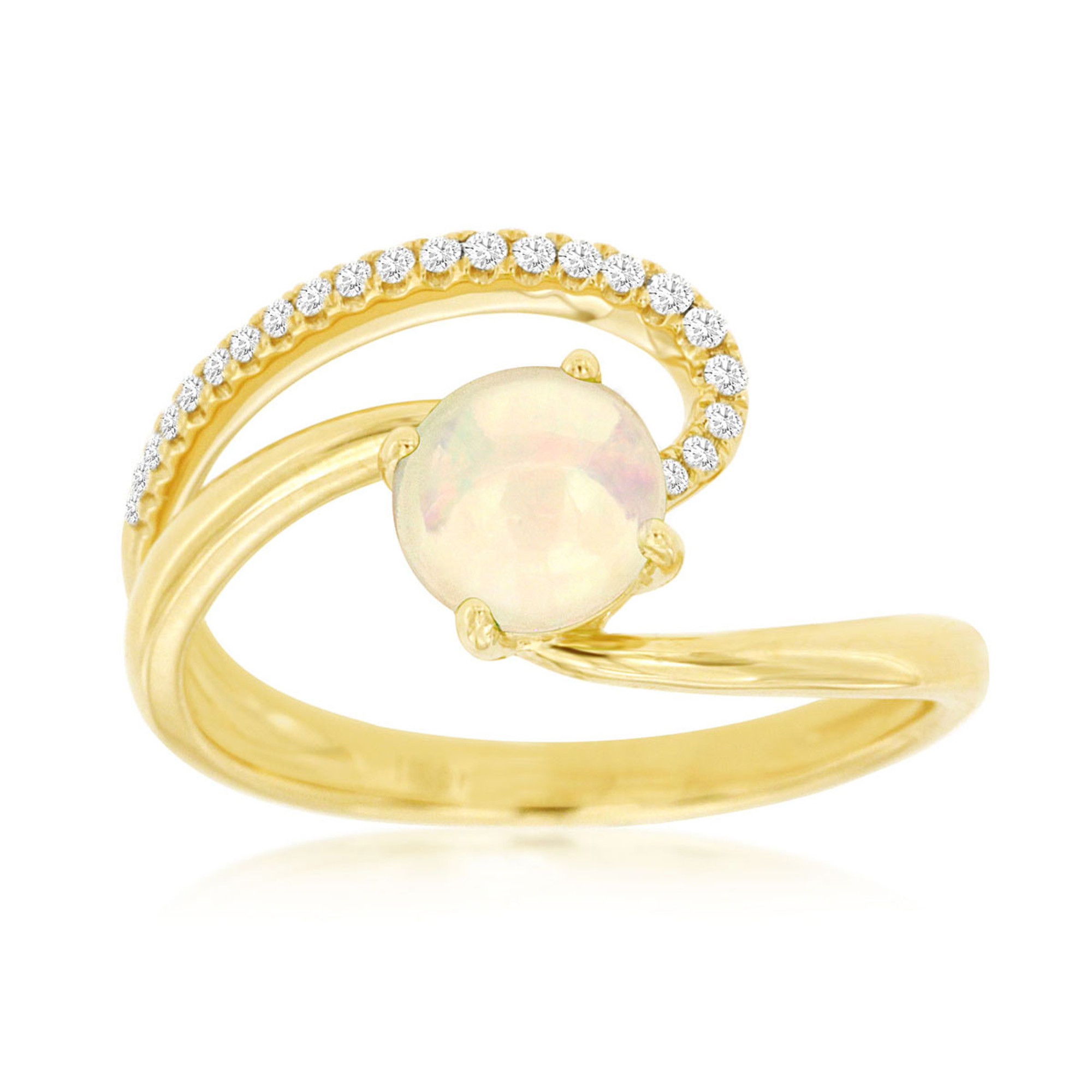 14k Gold & Opal Bypass Ring