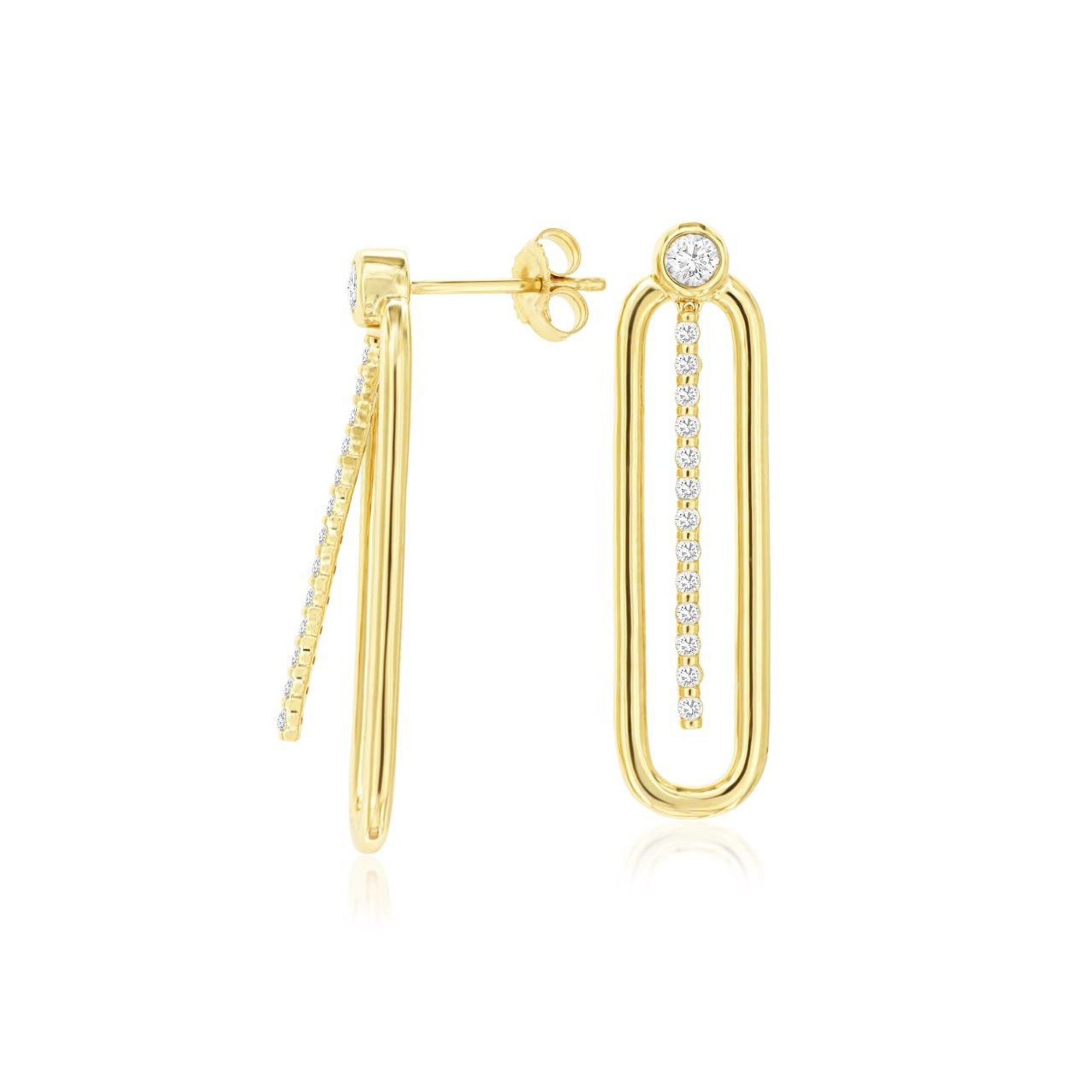 14K Yellow Gold Diamond Drop Earrings