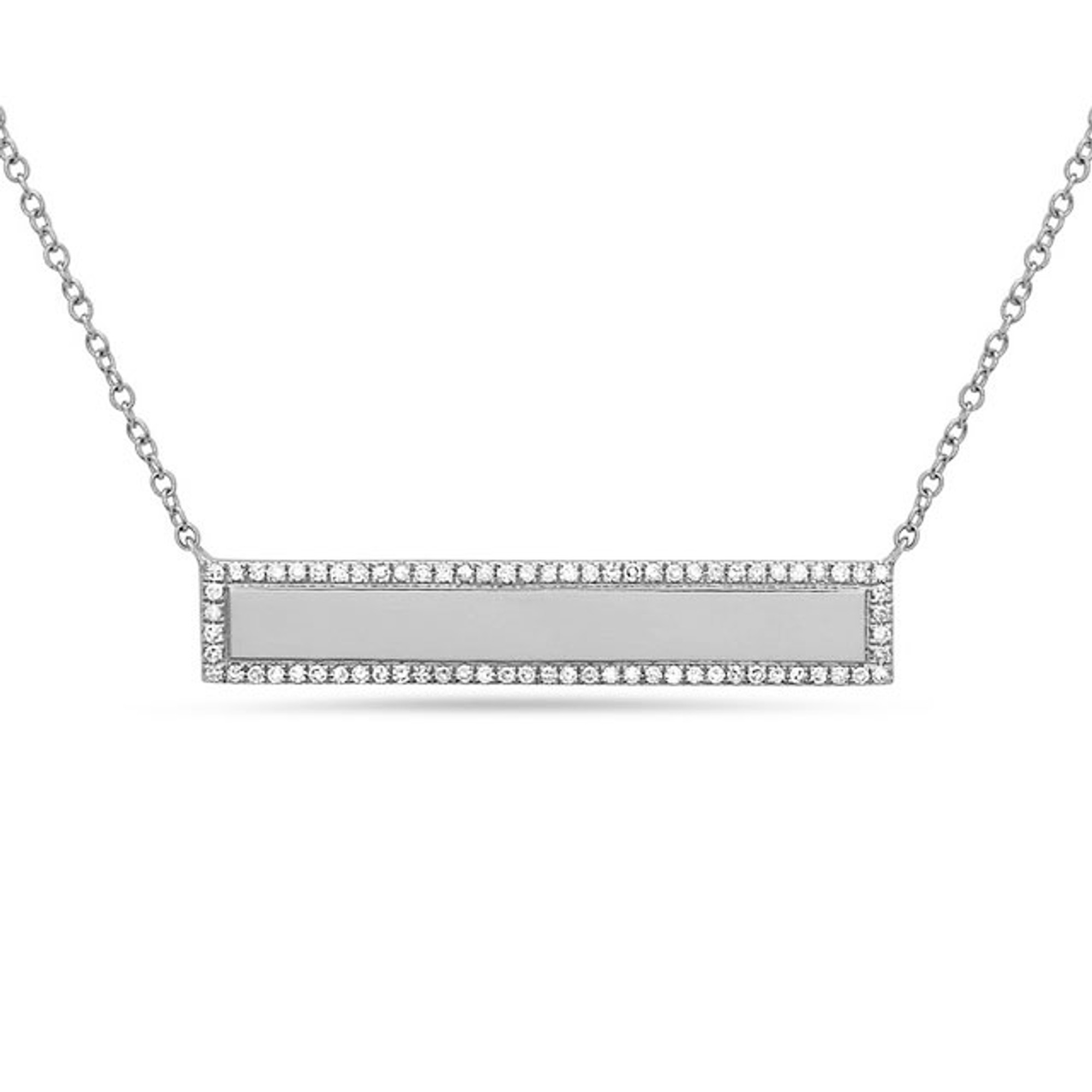 14K White Gold Diamond Bar Necklace by Bassali