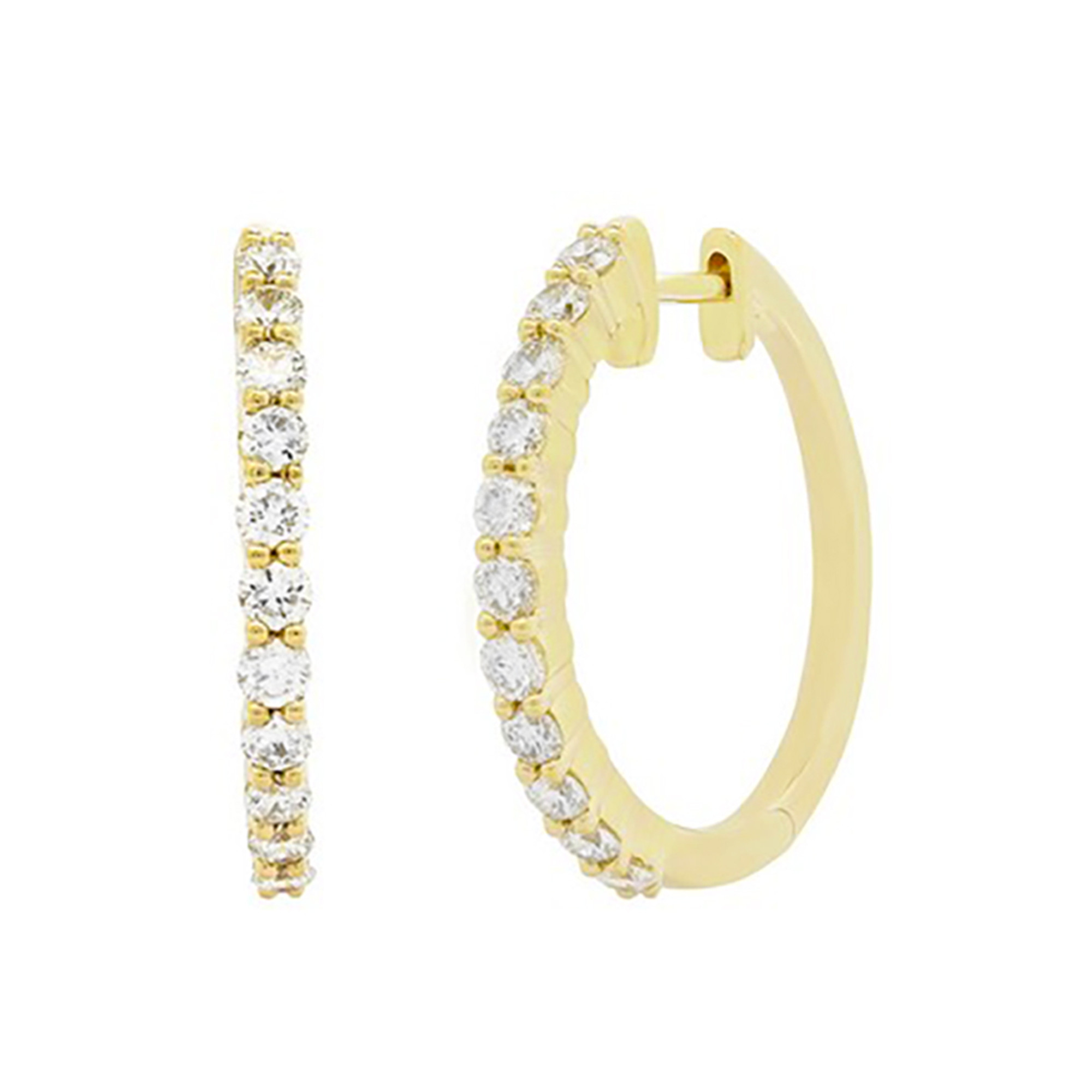 Ladies 14kt Yellow Gold Diamond Hoops