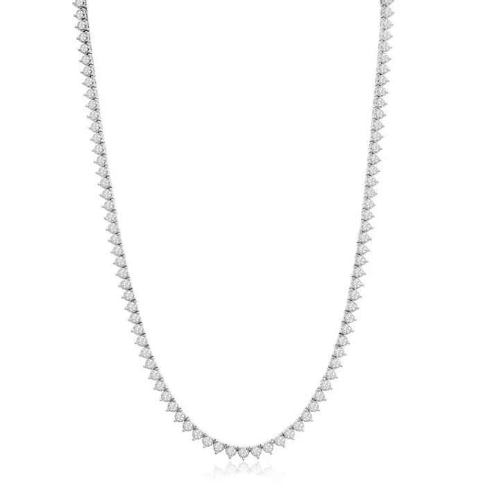 14K White Gold Lab Grown 10.00ctw Diamond Riviera Necklace
