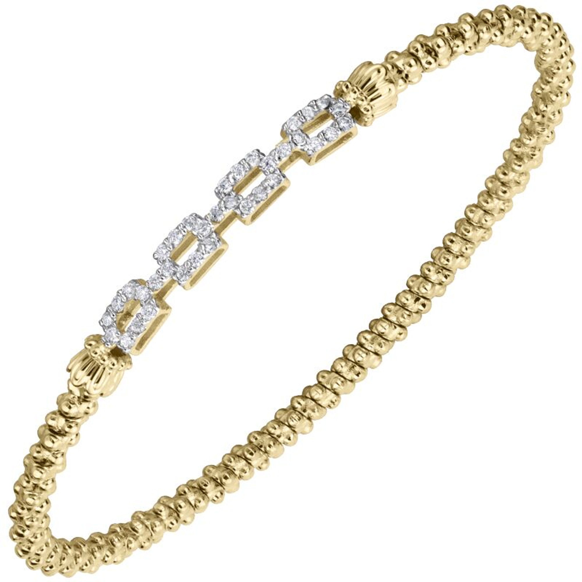 Gold Paperclip Diamond Bracelet 2mm by Alwand Vahan