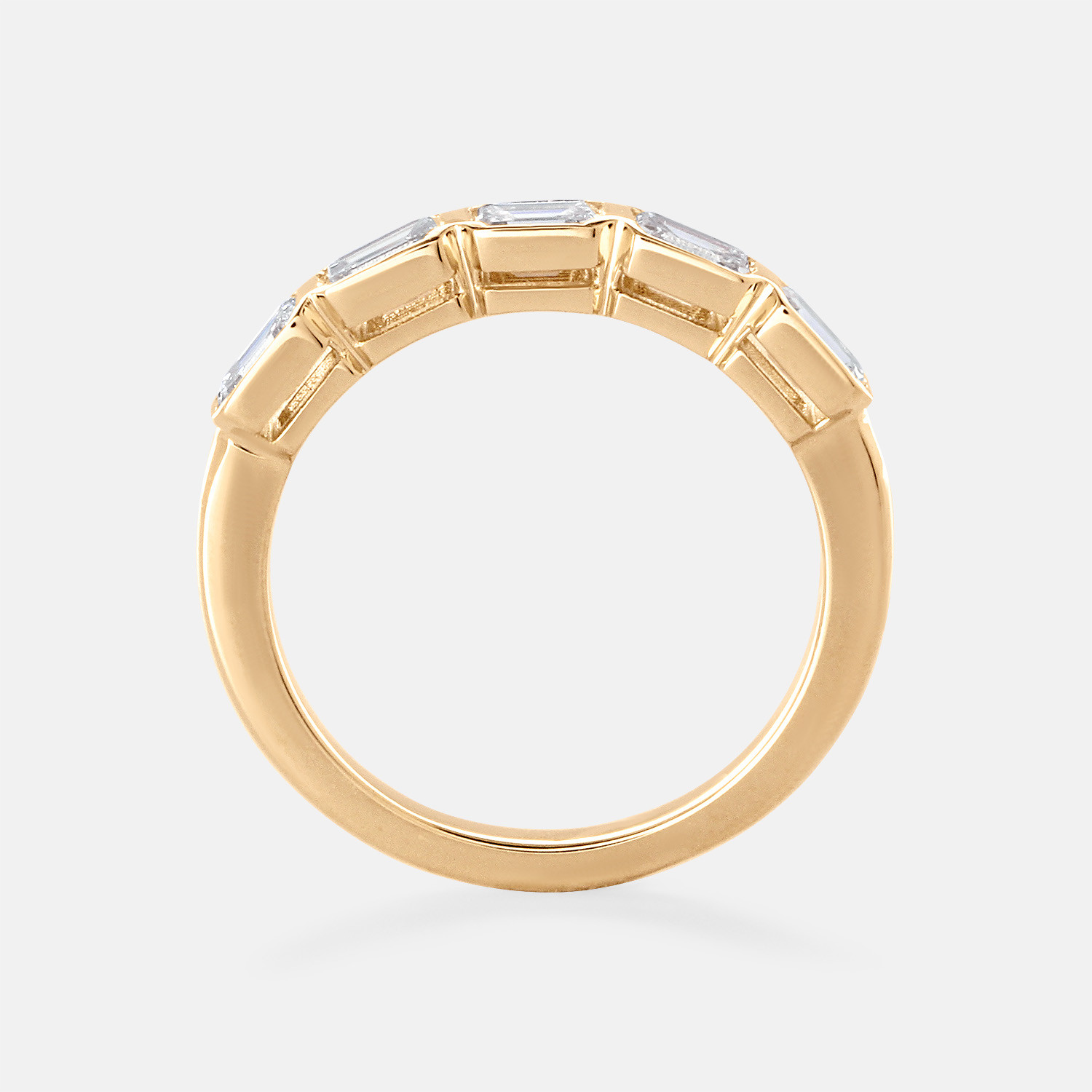 14K Yellow Gold Lab Grown Emerald Cut Diamond Bezel Set Band