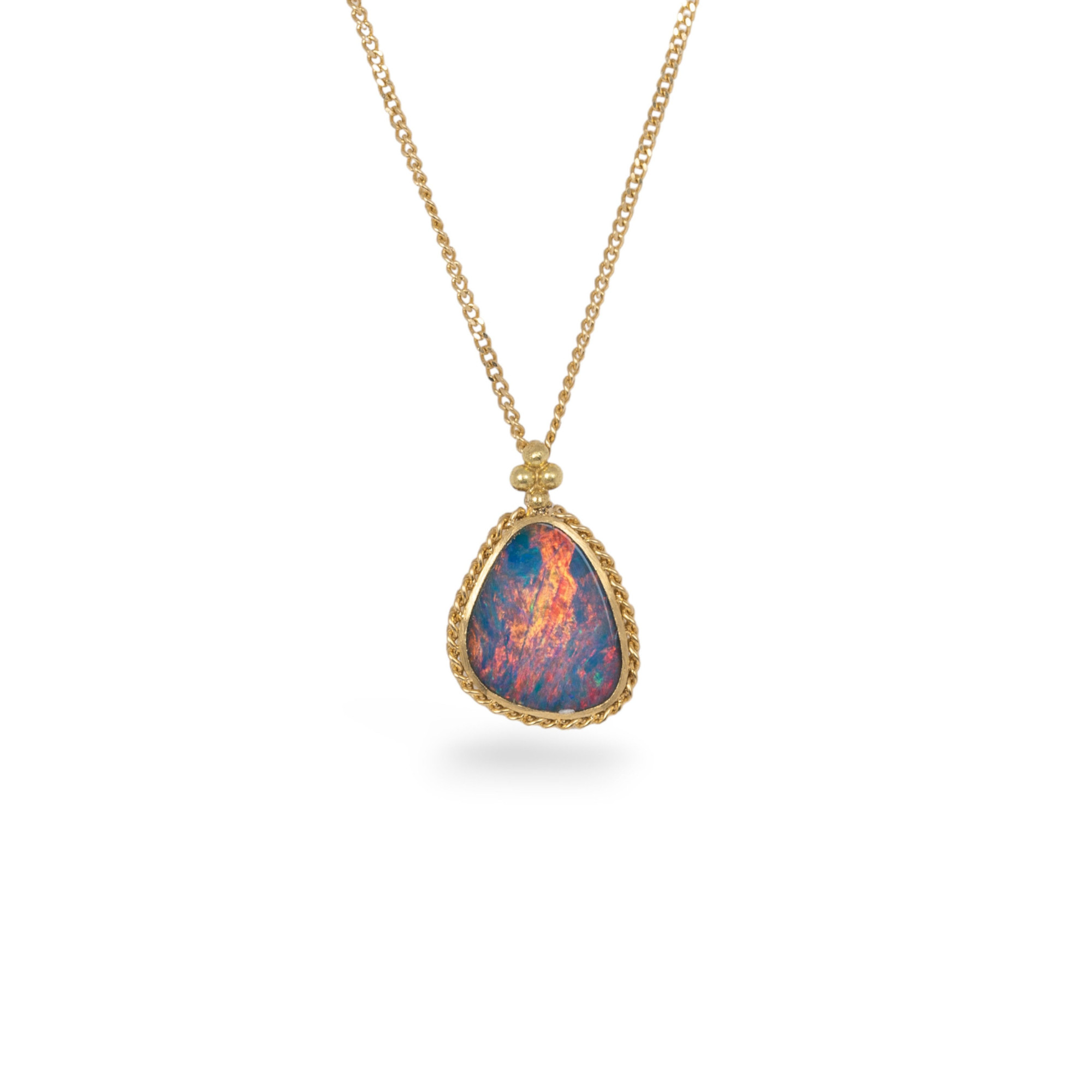 18K Gold Australian Opal Petite Necklace by Amali