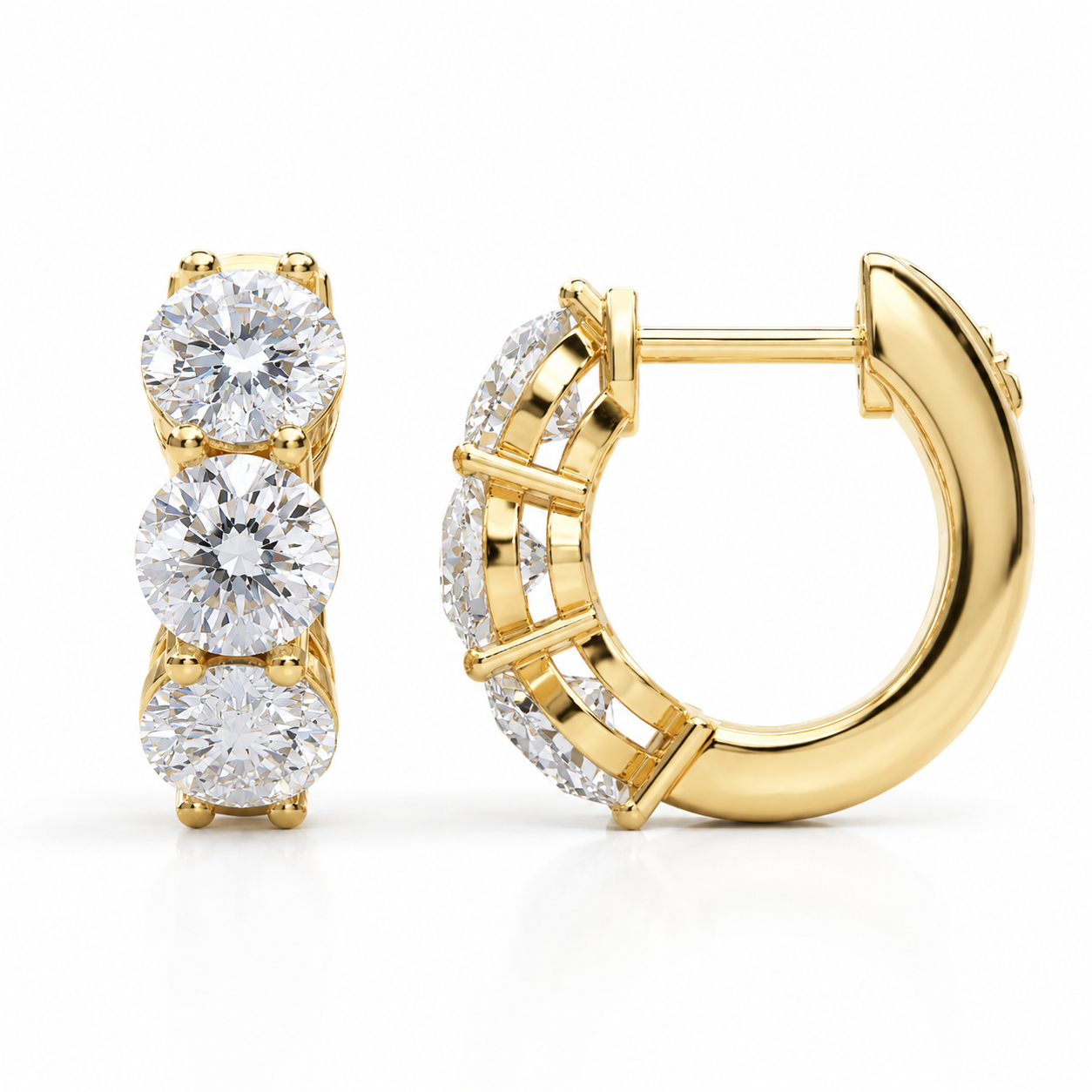 3 Stone Lab-Grown Diamond Hoop Earrings 3.6ct