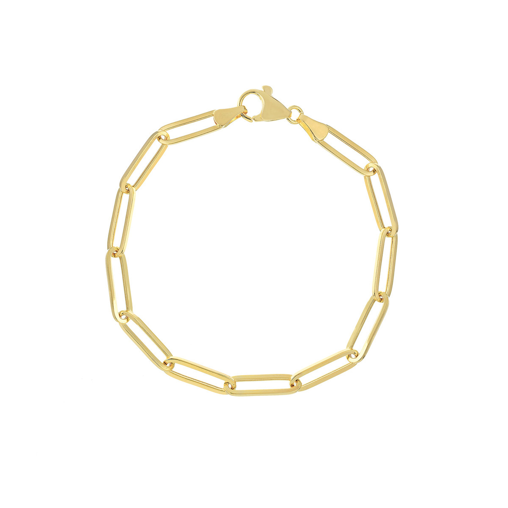 14K Yellow Gold 4mm Paperclip Bracelet, 7.25"