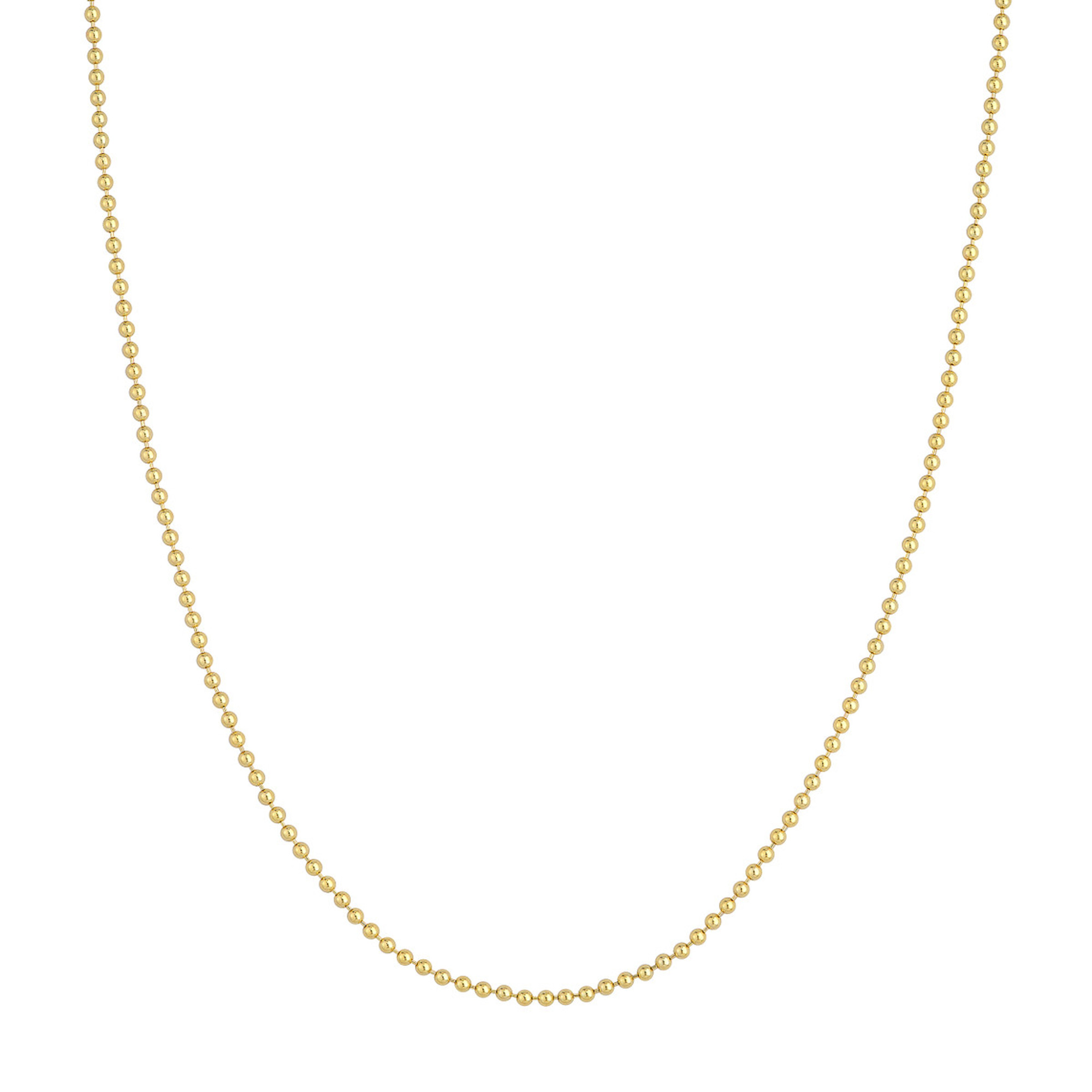 14K Yellow Gold Diamond Cut Beaded Chain, 22"