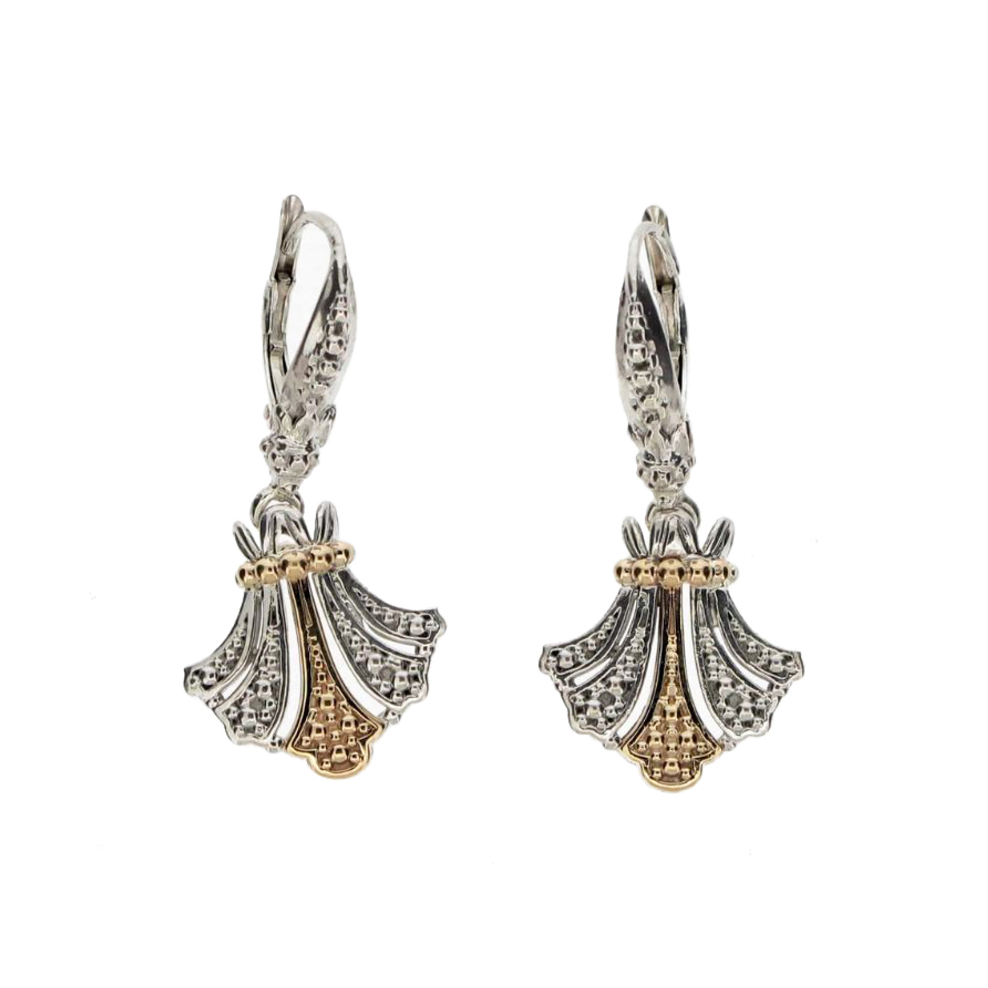 Sterling Silver & 14K Gold Beaded Fan Earrings by Alwand Vahan