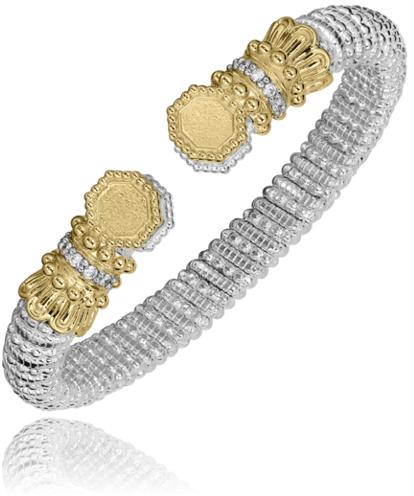 14k Yellow Gold & Sterling Silver Engravable Ends Vahan Bracelet