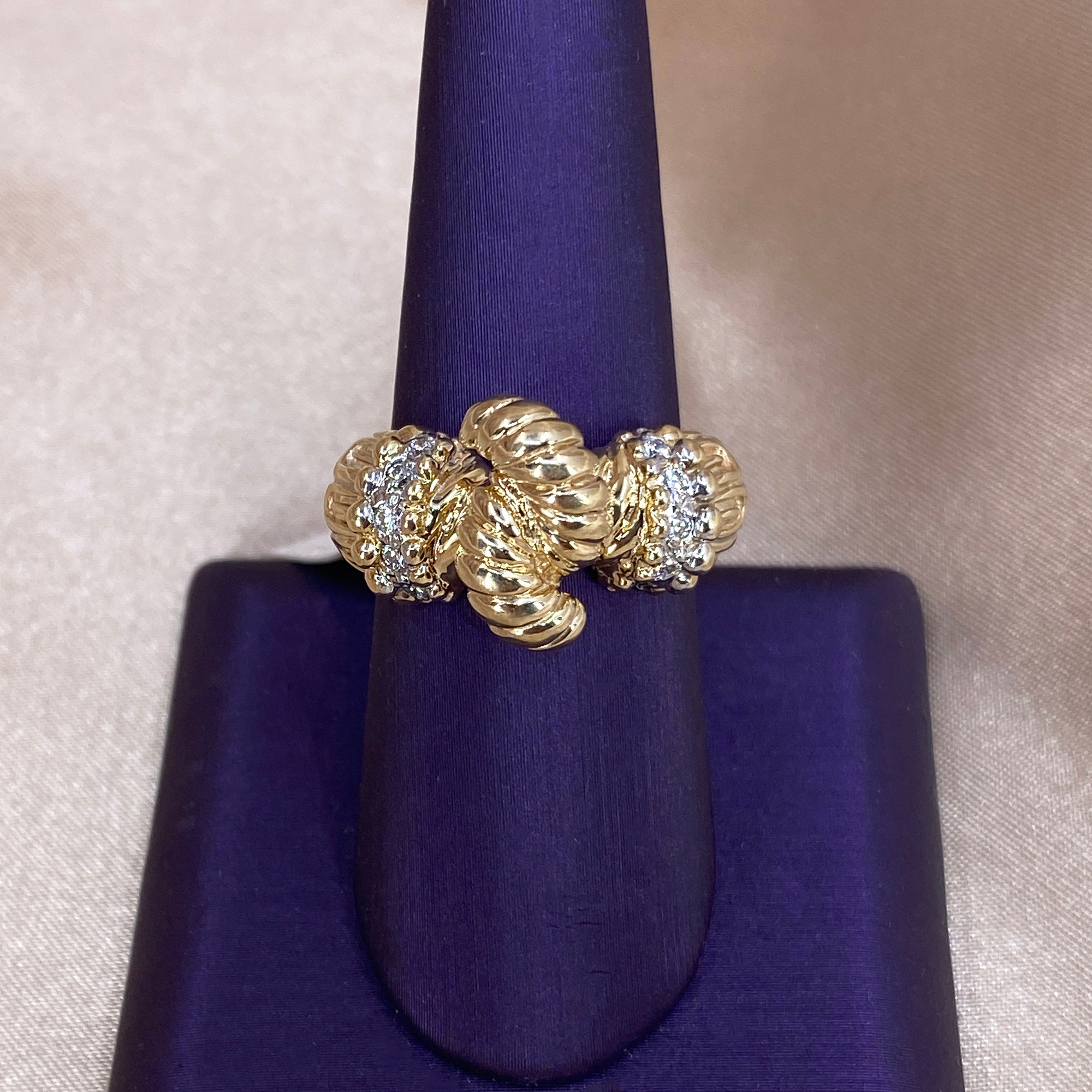 Sterling Silver & 14K Yellow Gold Twist Diamond Ring by Alwand Vahan