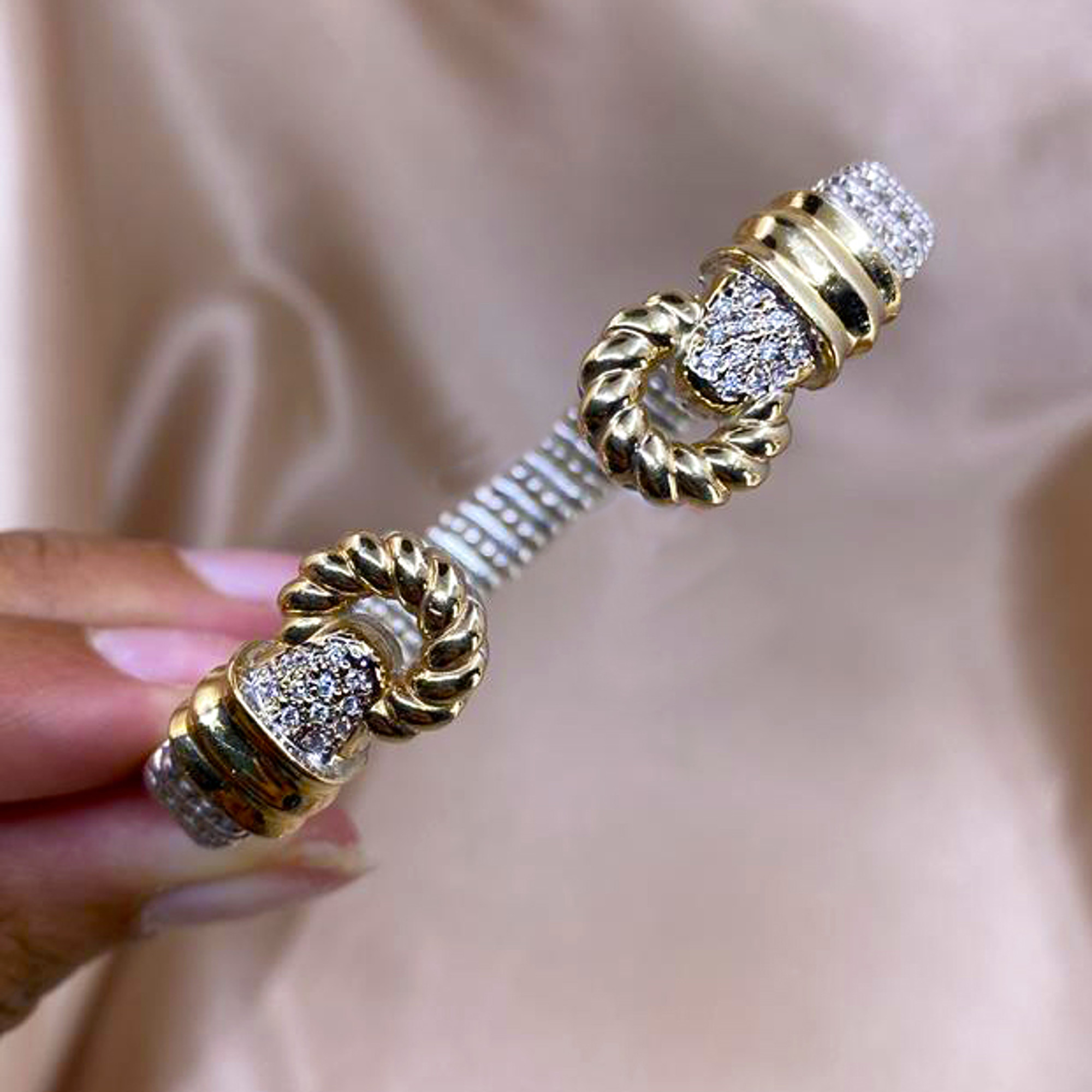 14k Yellow Gold & Sterling Silver Le Cercle Twisted Ends Vahan Bracelet