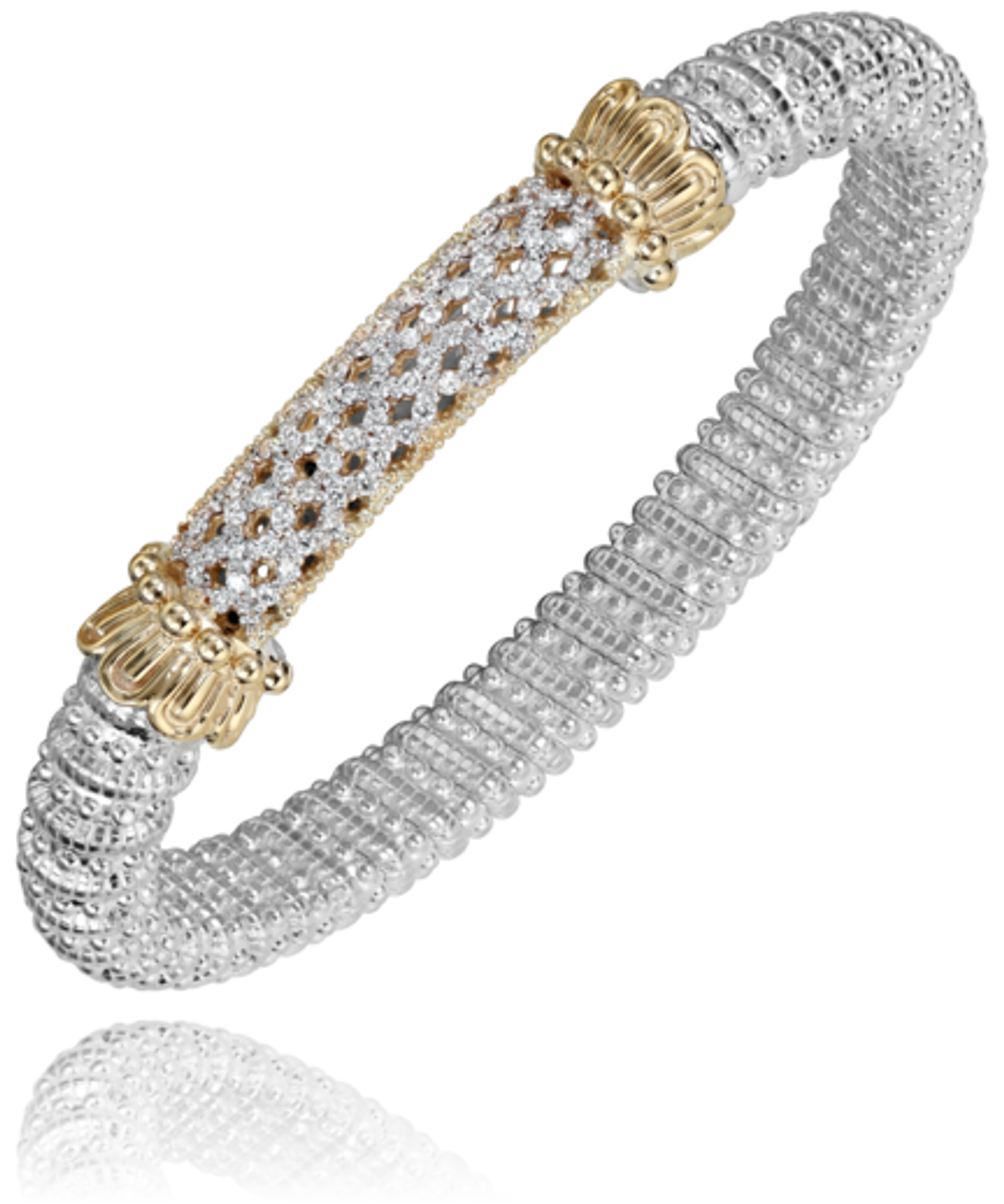 Alwand Vahan Sterling Silver & 14K Yellow Lattice Diamond Bar Bracelet