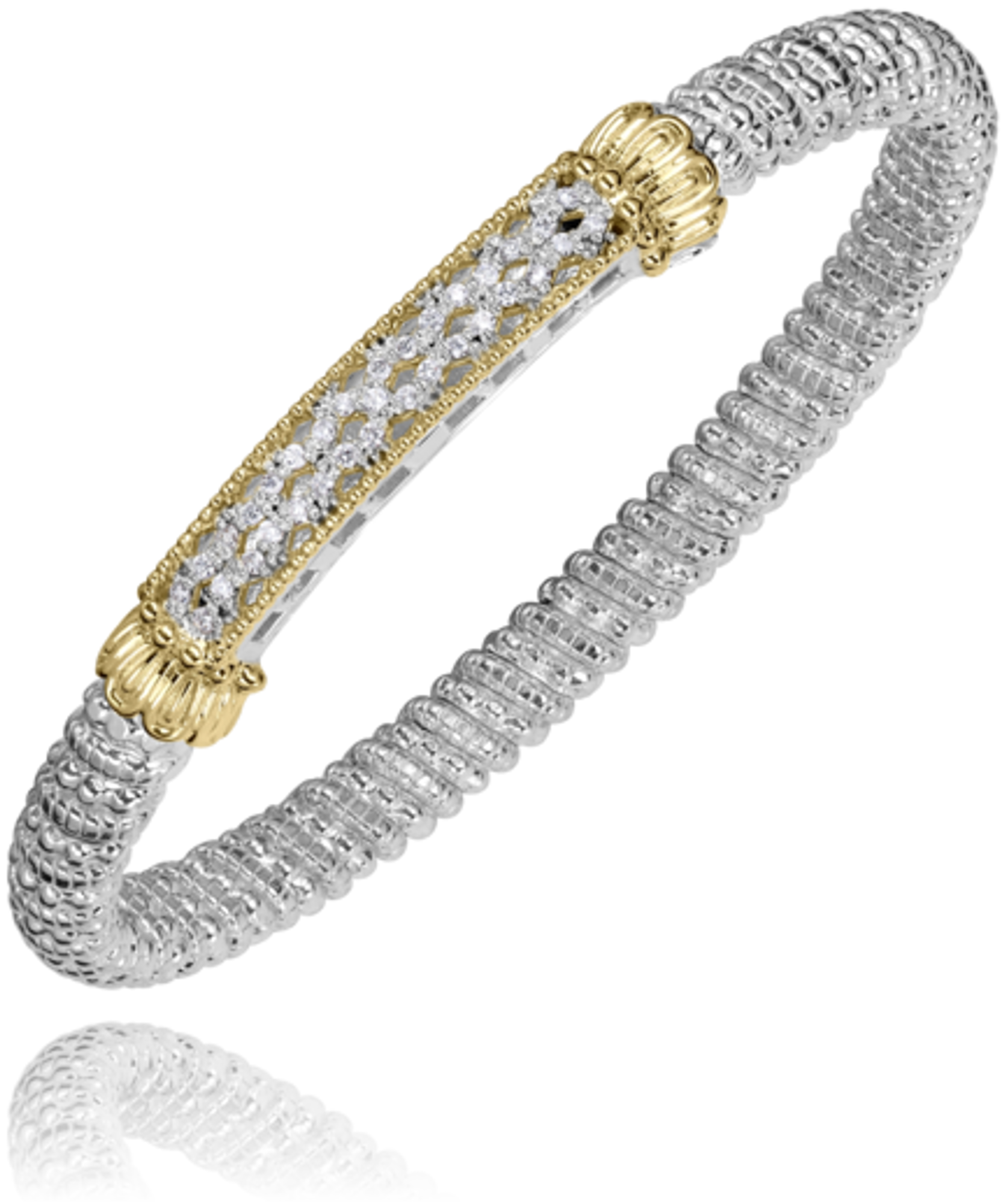 14K Gold & Diamond Lattice Bracelet 6mm Alwand Vahan