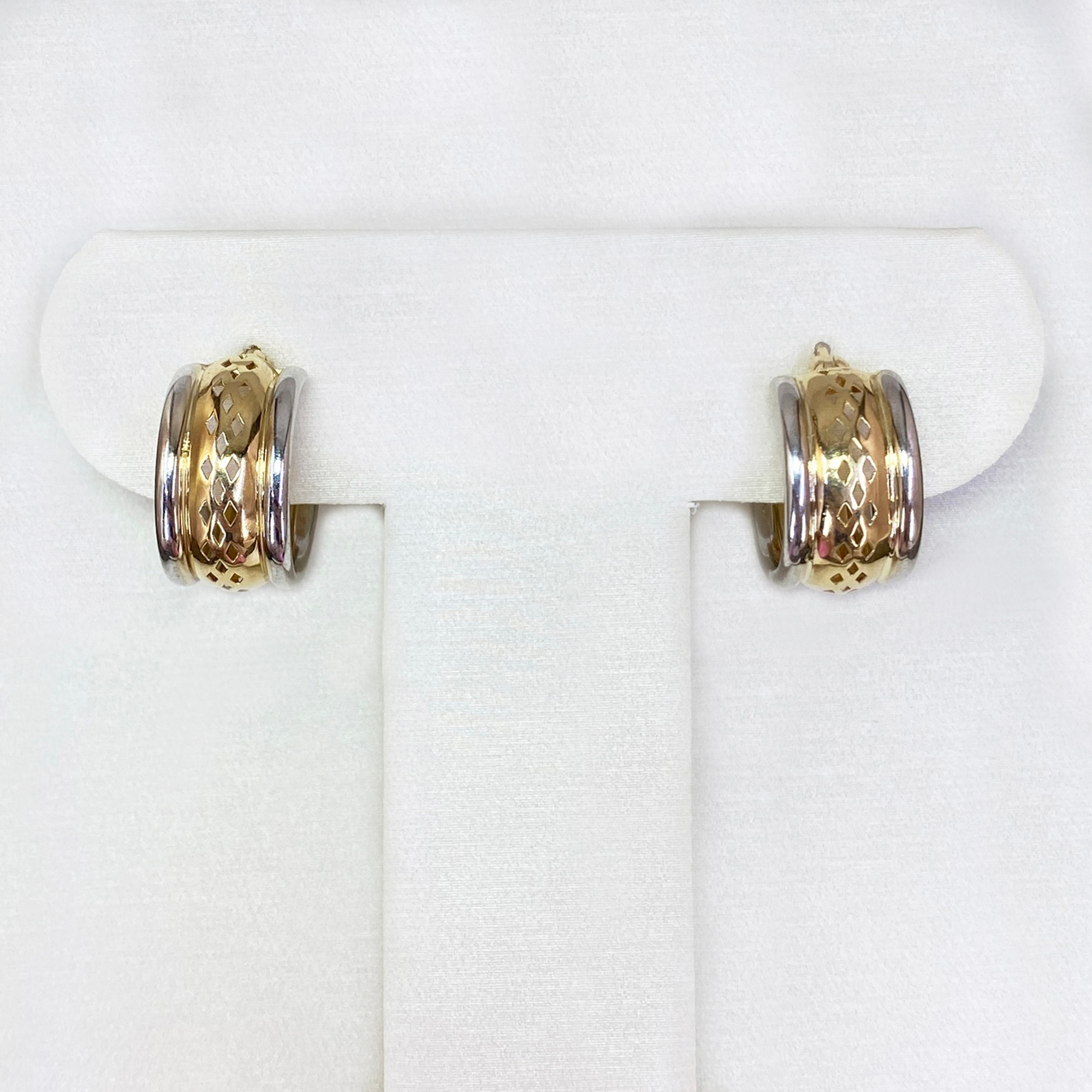 14K Two-Tone Wide Huggy Hoops