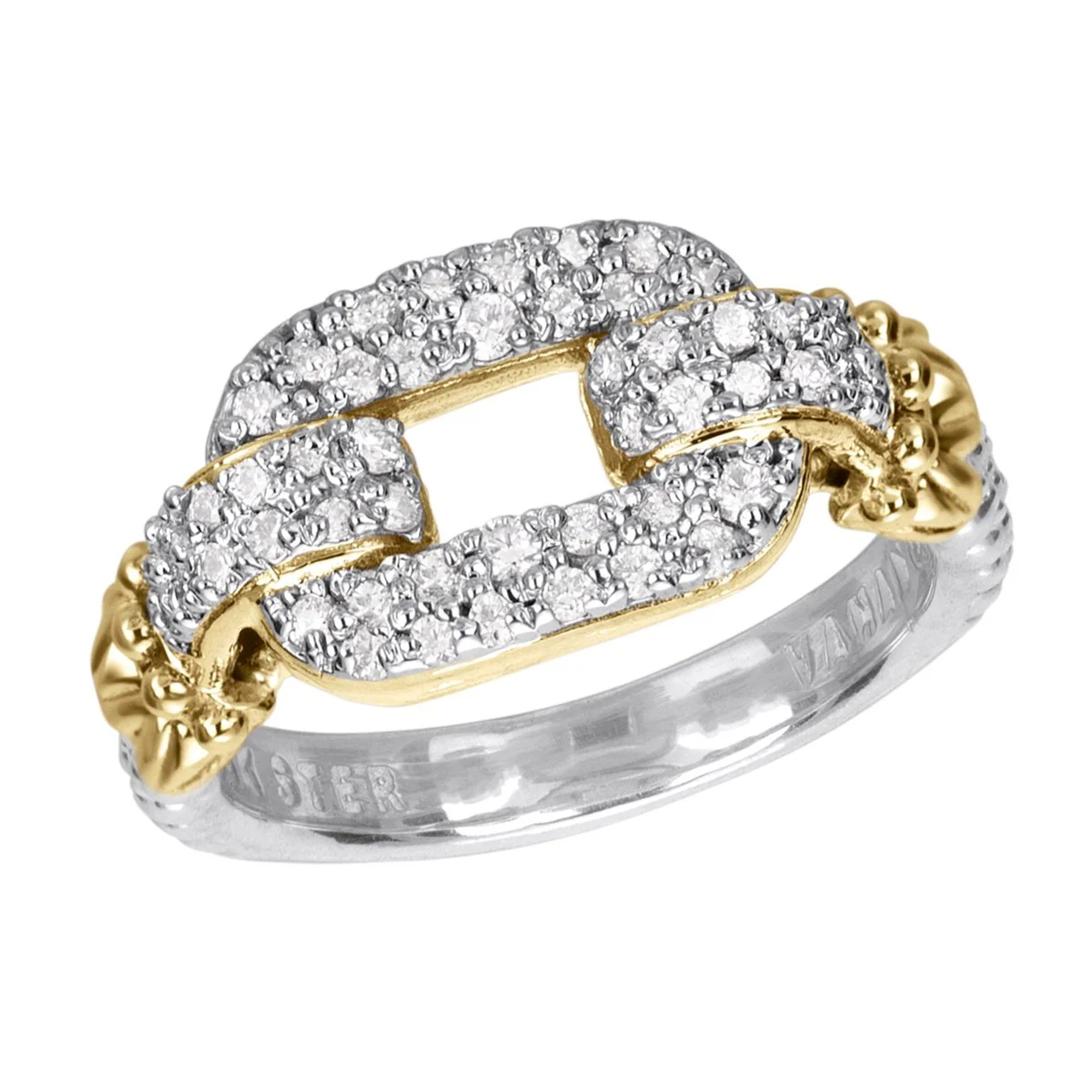 14K Yellow Gold, Sterling Silver & Diamond Link Ring by Alwand Vahan