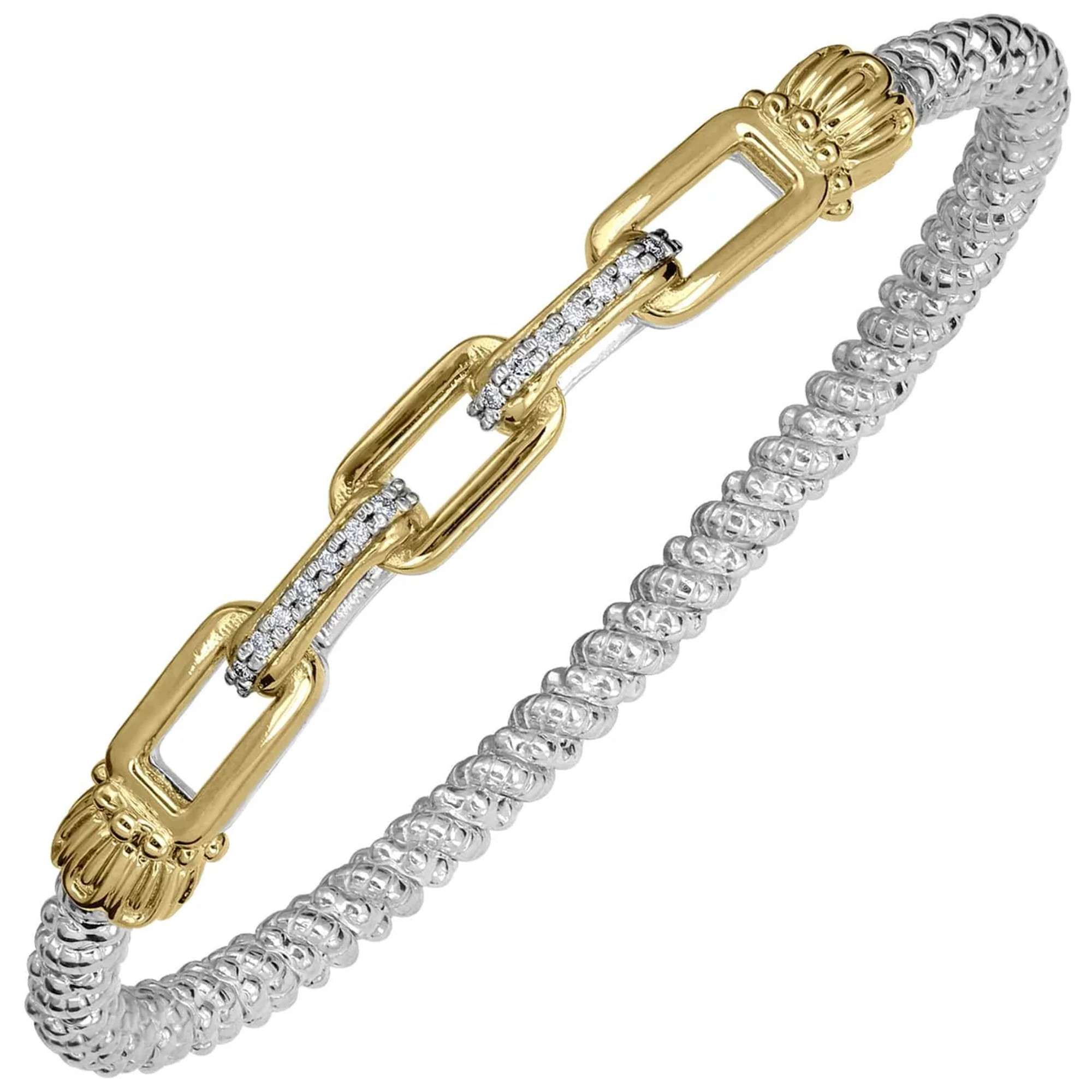 Paperclip & Diamond Link 3mm Bangle by Alwand Vahan Paperclip & Diamond Link 3mm Bangle by Alwand Vahan